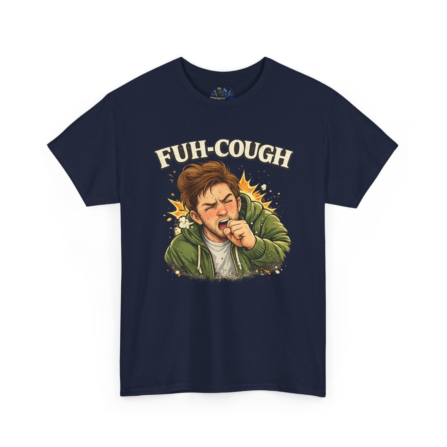 Funny 'Fuh-Cough' Graphic Tee - Coughing Character Short Sleeve Shirt
