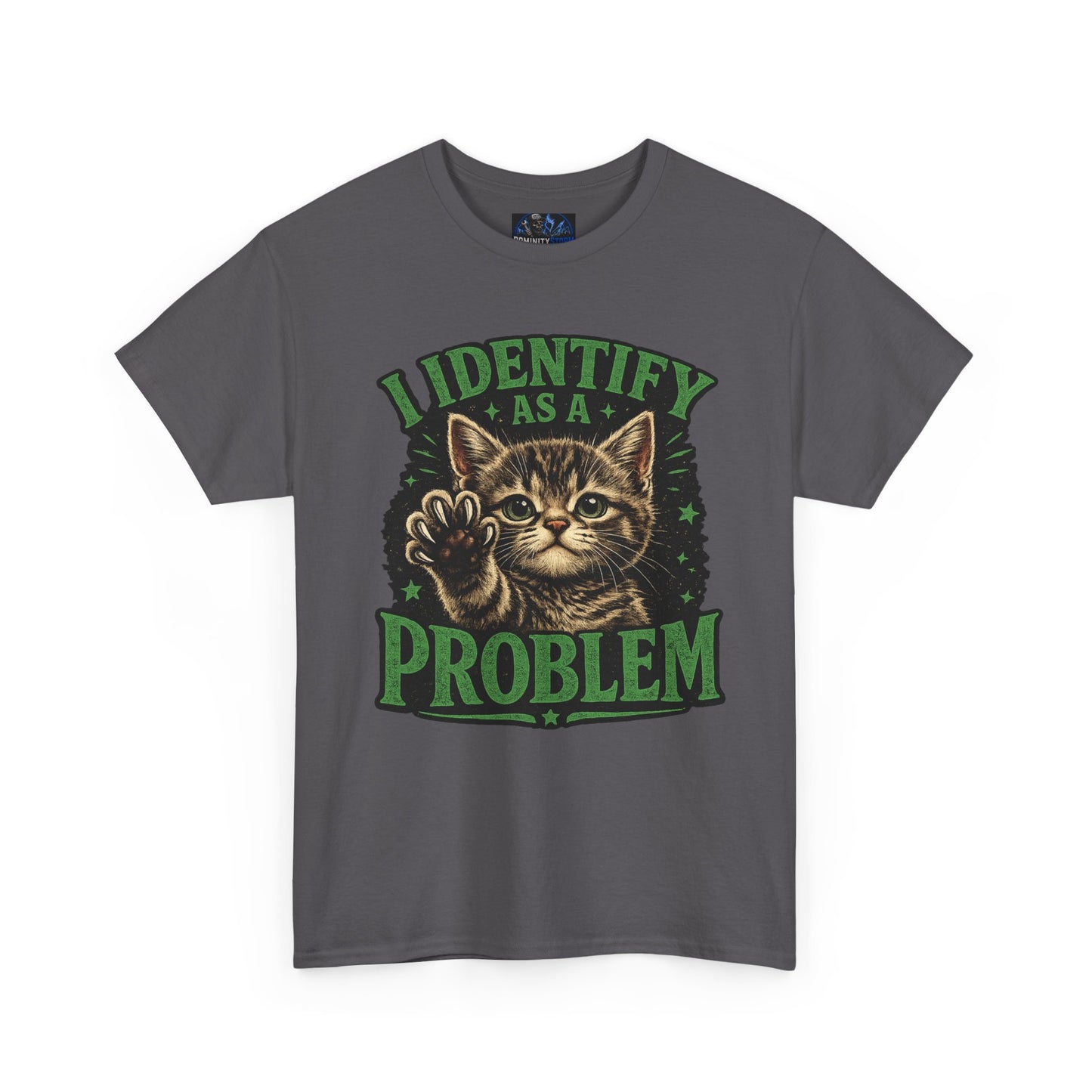 Cat 'I Identify As A Problem' Graphic Tee — Funny Vintage Kitten T-Shirt