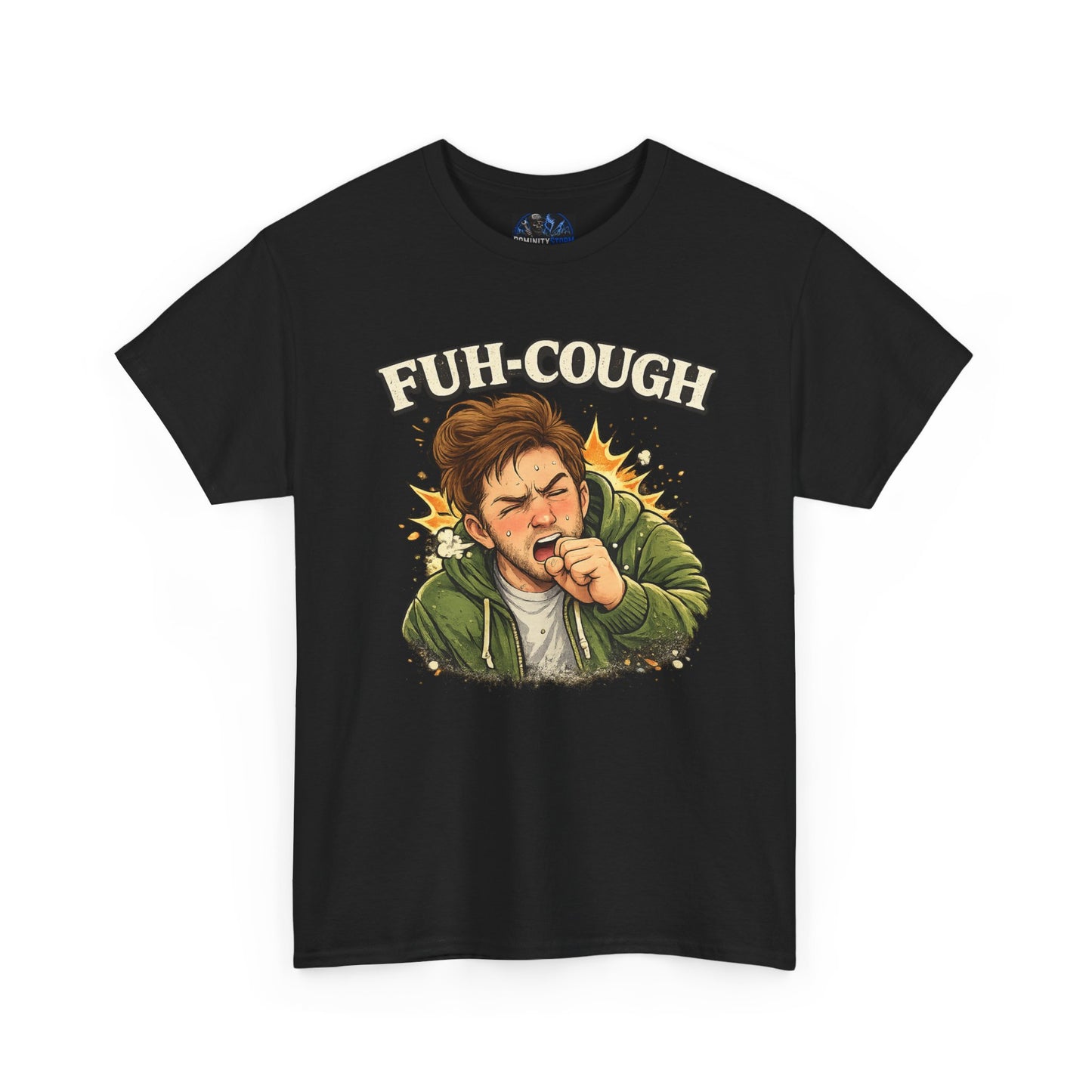 Funny 'Fuh-Cough' Graphic Tee - Coughing Character Short Sleeve Shirt