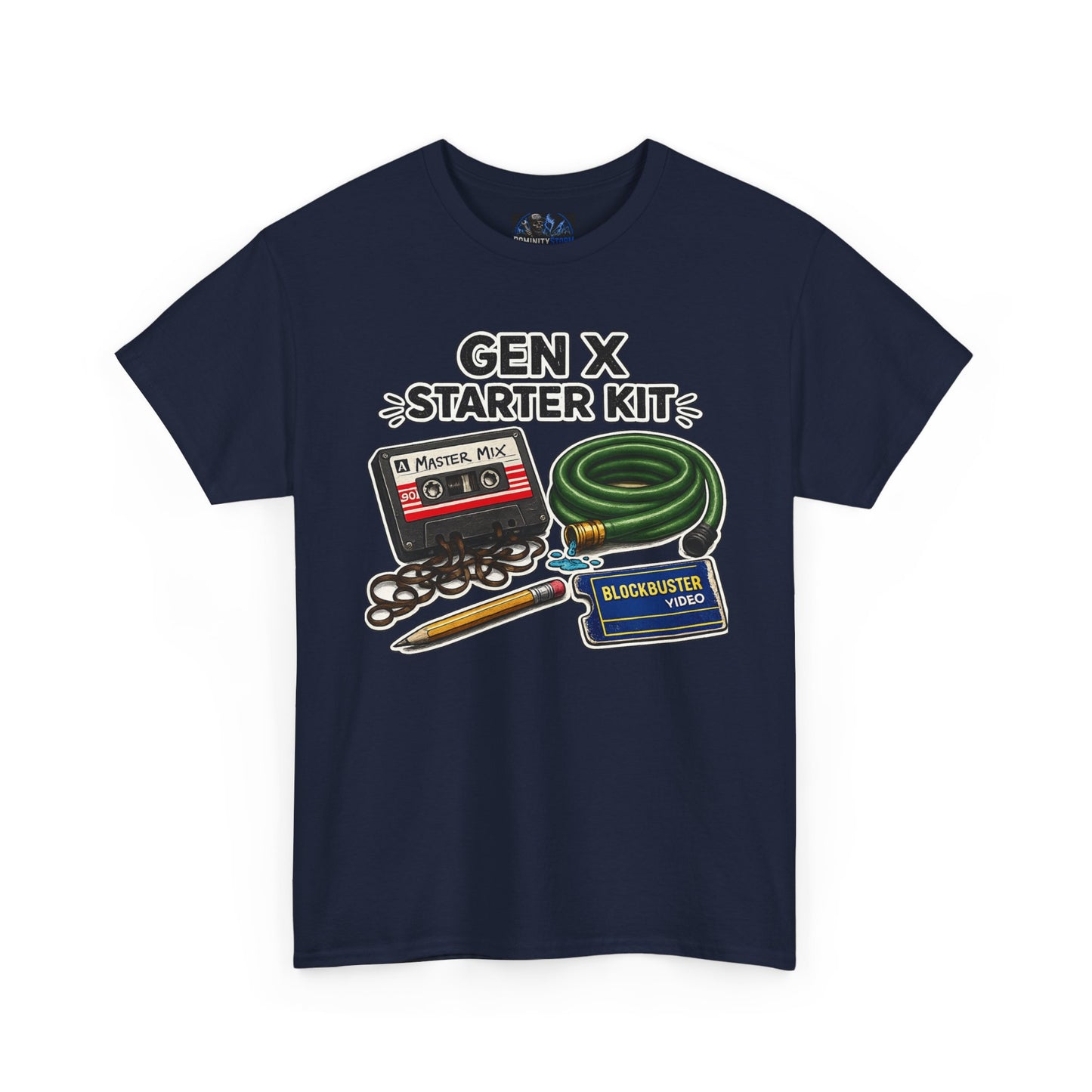 Gen X Starter Kit T‑Shirt — Retro Nostalgia Tee with Cassette, Pager & Mix Tape Graphics