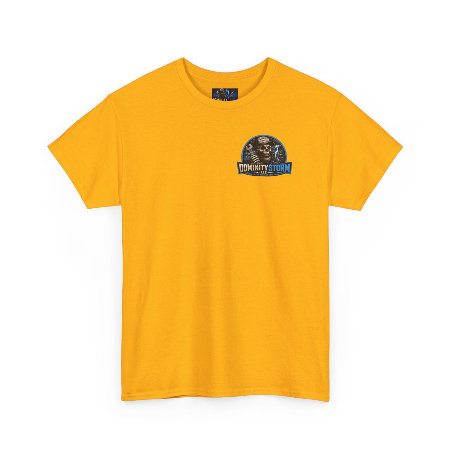 Dominity Storm LLC Graphic Tee — Lightning Skull Band Shirt