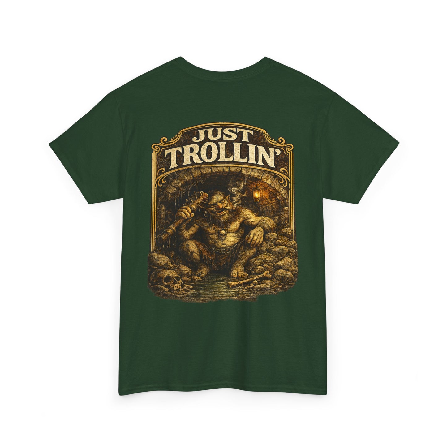T-Shirt — "Just Trollin'" Vintage Fantasy Troll Graphic Tee
