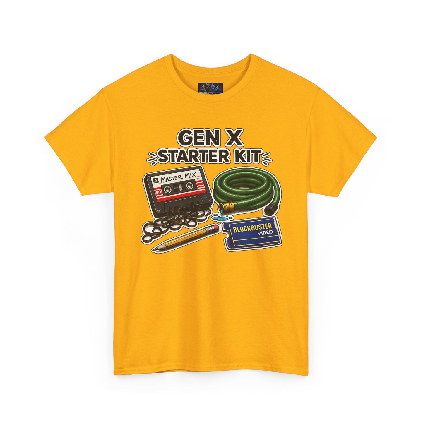 Gen X Starter Kit T‑Shirt — Retro Nostalgia Tee with Cassette, Pager & Mix Tape Graphics