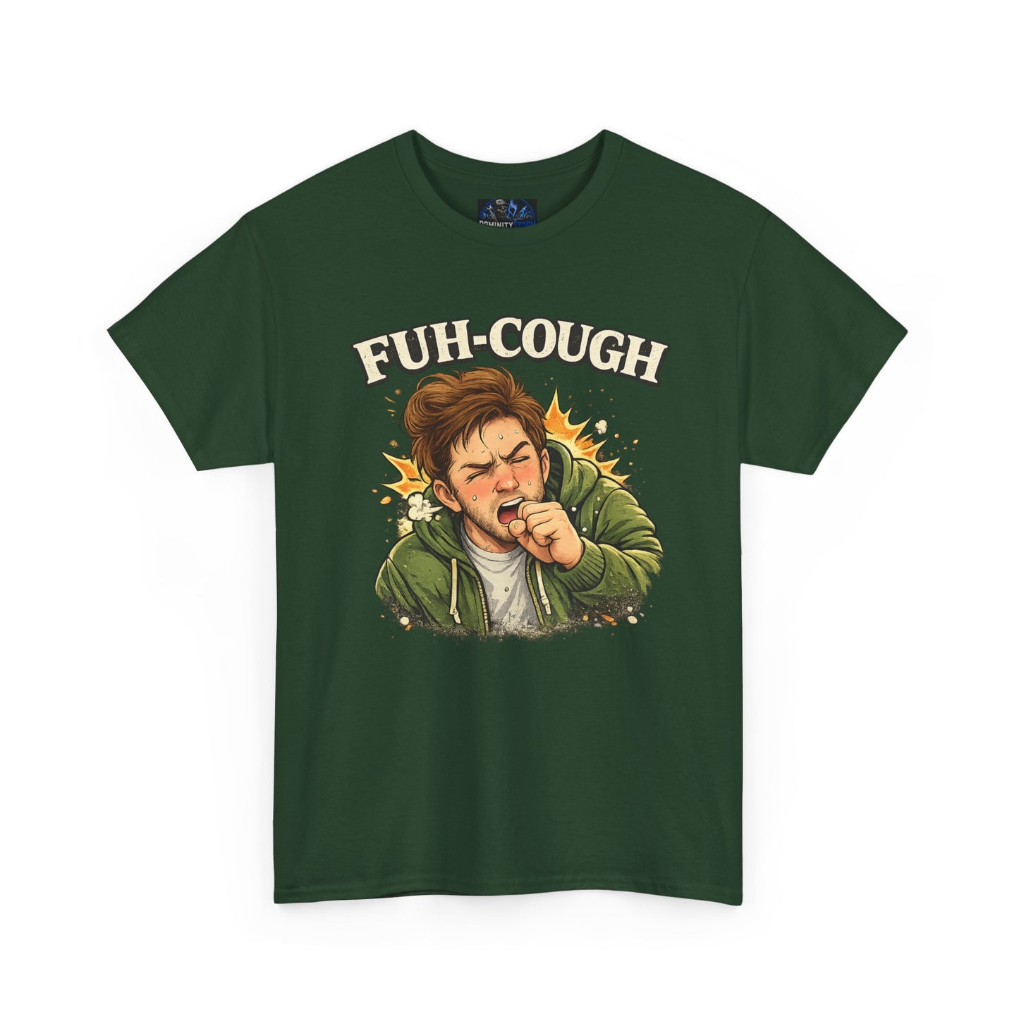 Funny 'Fuh-Cough' Graphic Tee - Coughing Character Short Sleeve Shirt