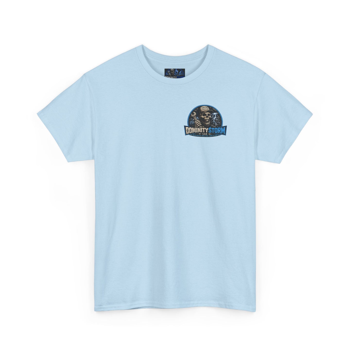 Dominity Storm LLC Graphic Tee — Lightning Skull Band Shirt