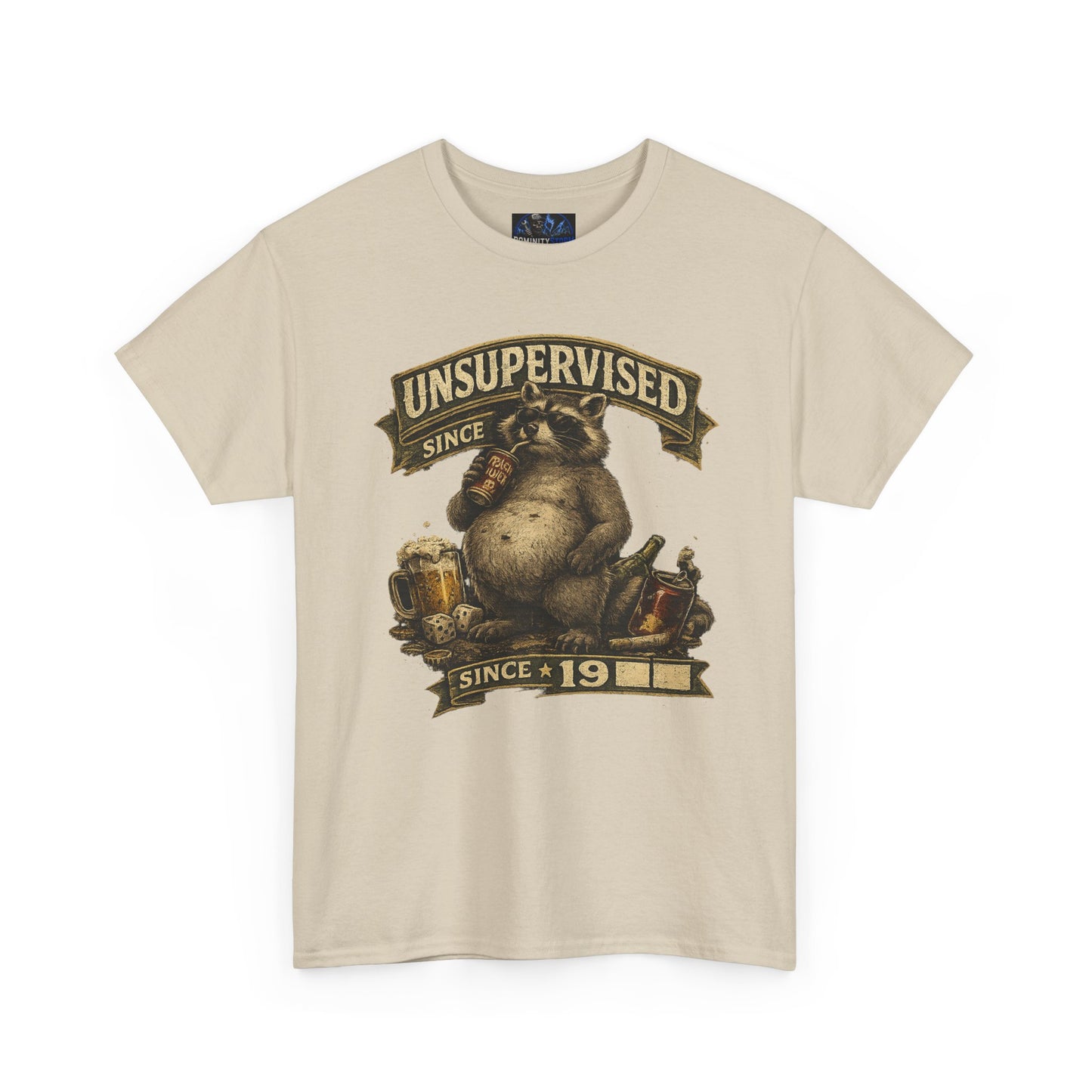 Beer Belly Bear T‑Shirt - "Unsupervised Since 19" Vintage Graphic Tee