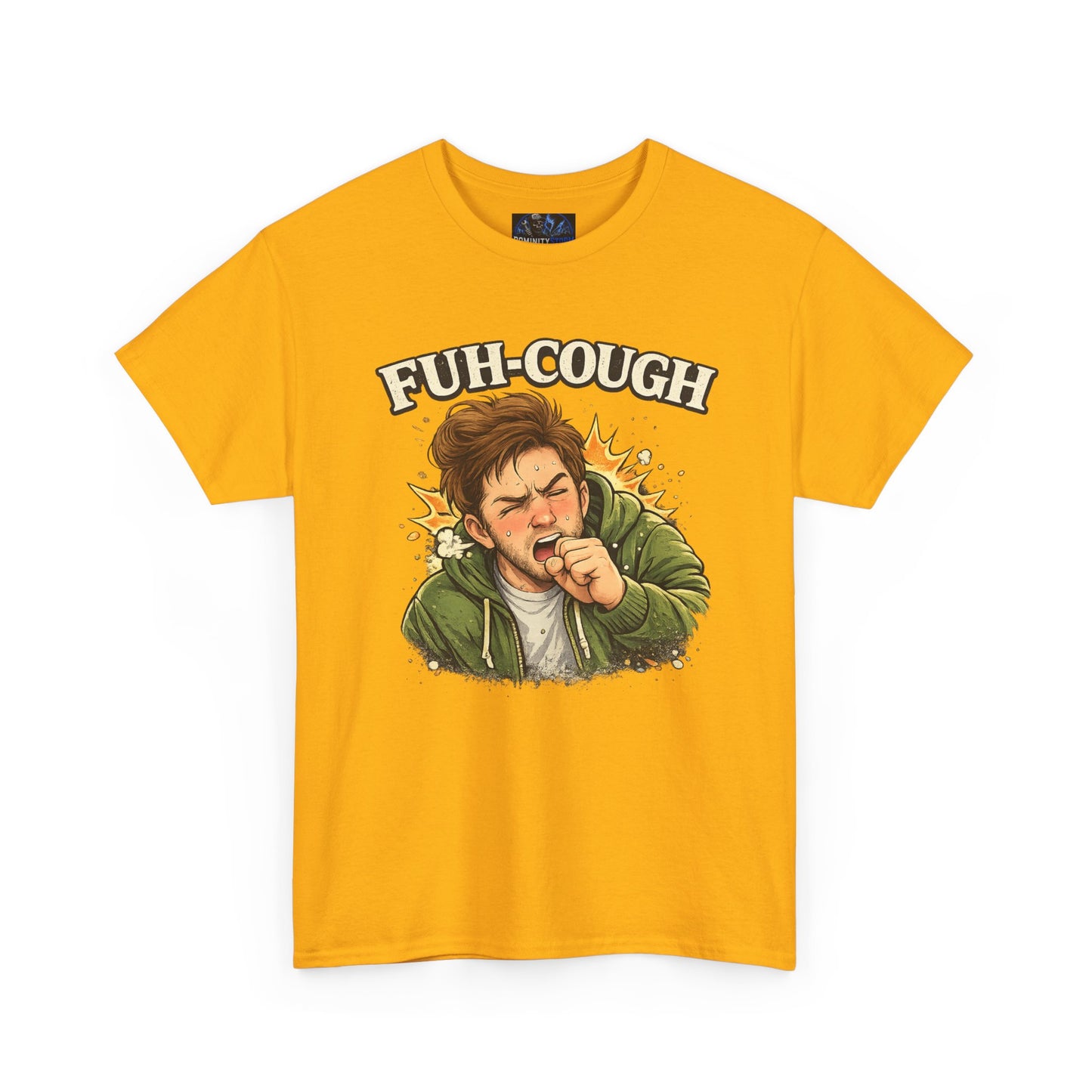 Funny 'Fuh-Cough' Graphic Tee - Coughing Character Short Sleeve Shirt