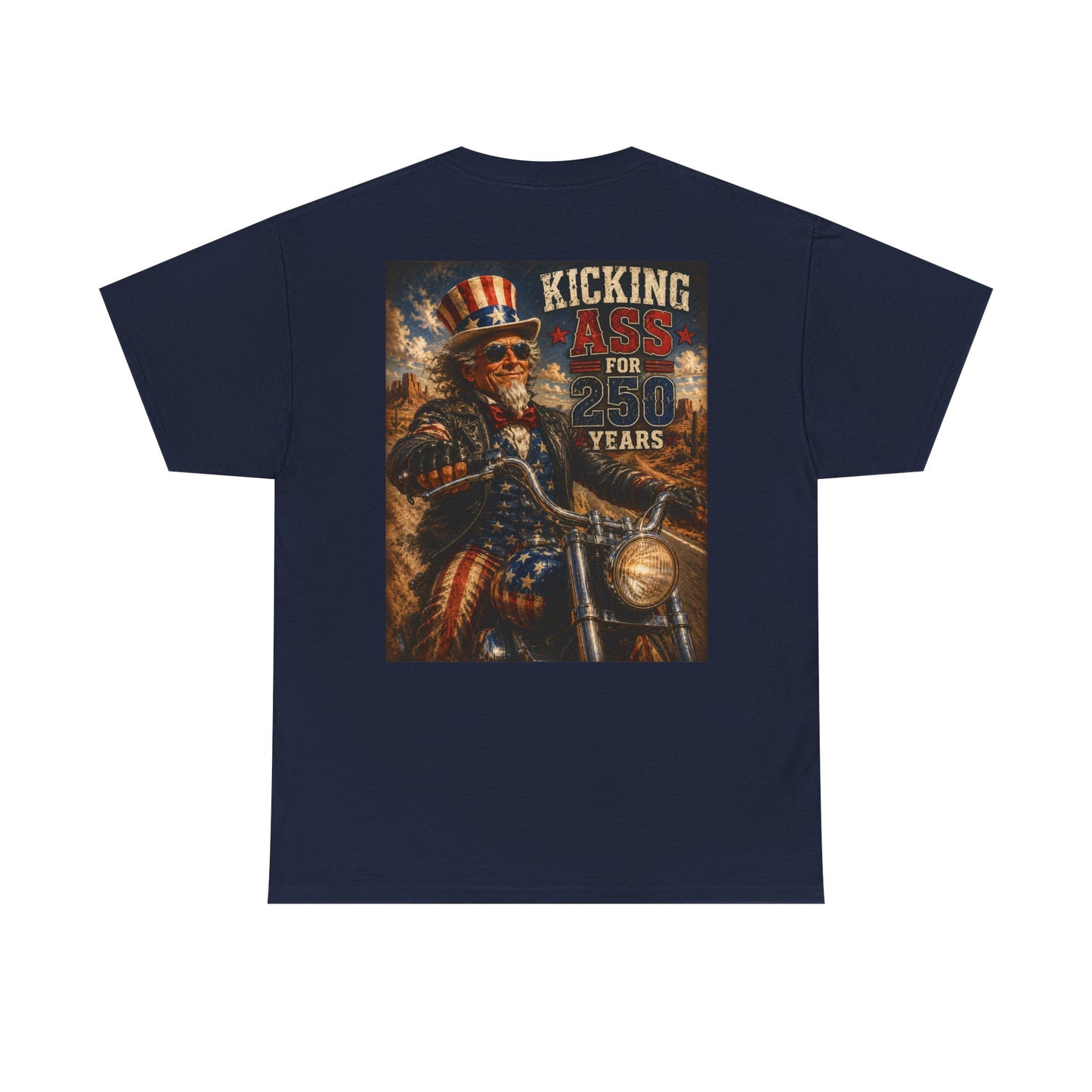 Biker Uncle Sam 'Kicking Ass for 50 Years' Graphic Tee
