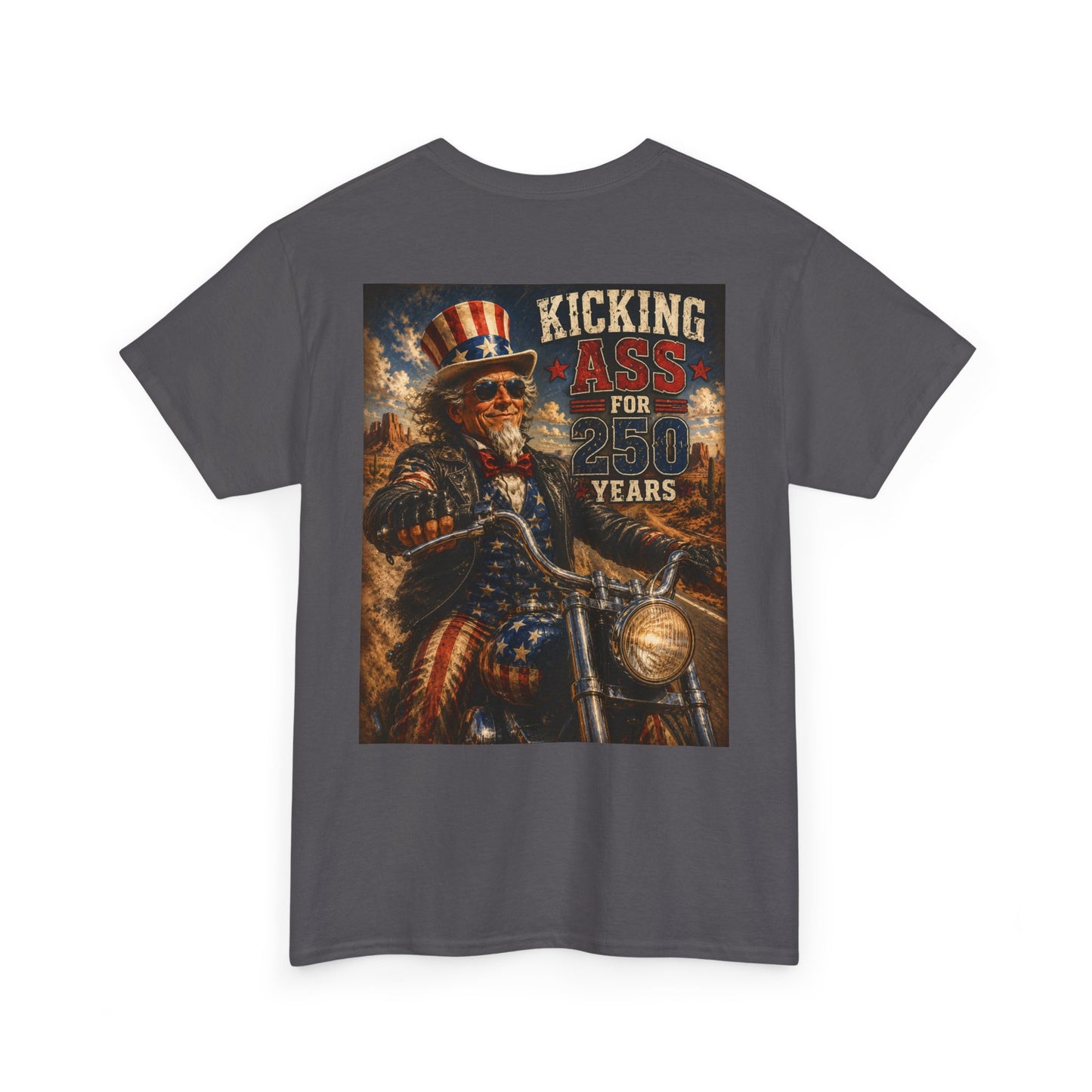 Biker Uncle Sam 'Kicking Ass for 50 Years' Graphic Tee