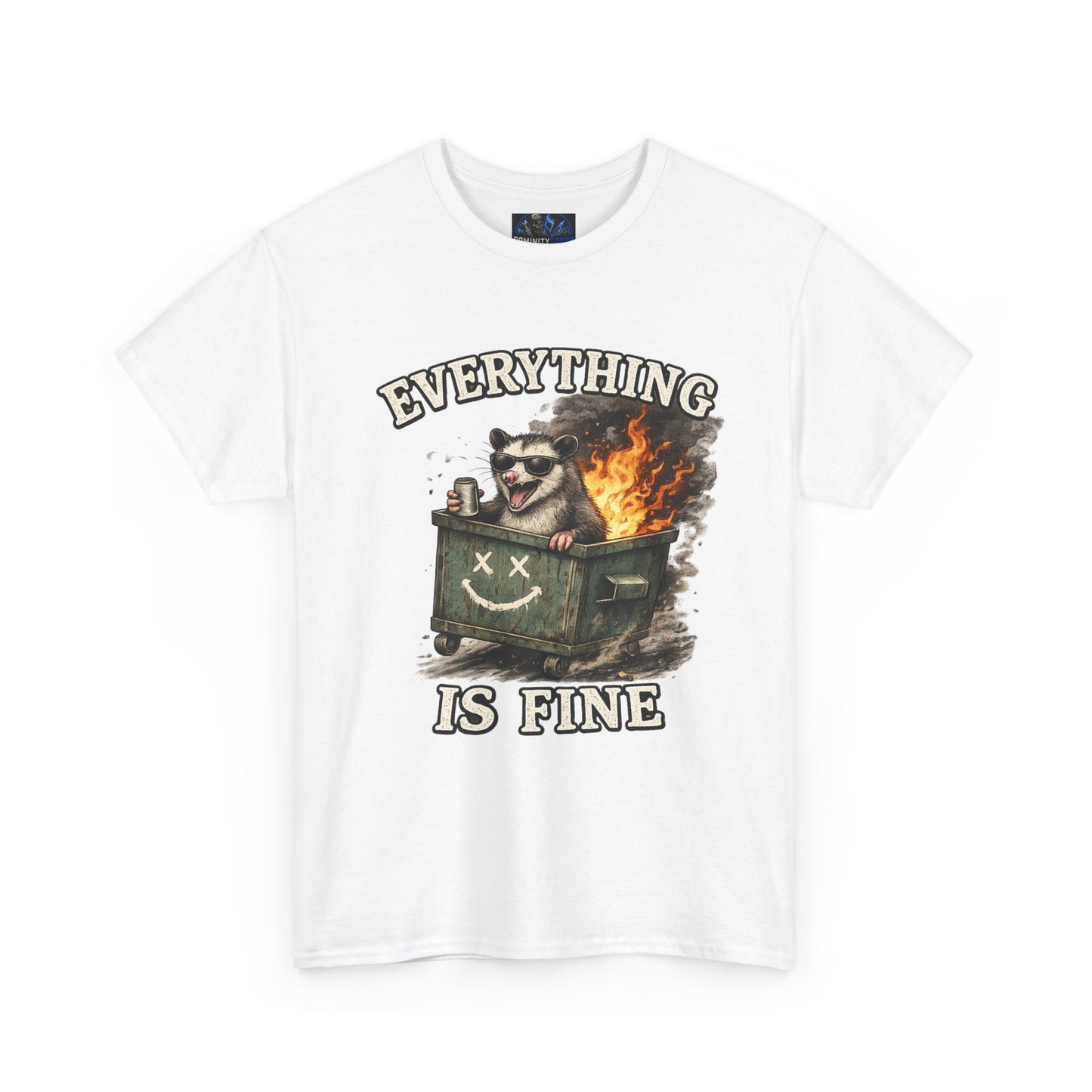 Everything Is Fine T-Shirt — Raccoon in Burning Dumpster Graphic Tee