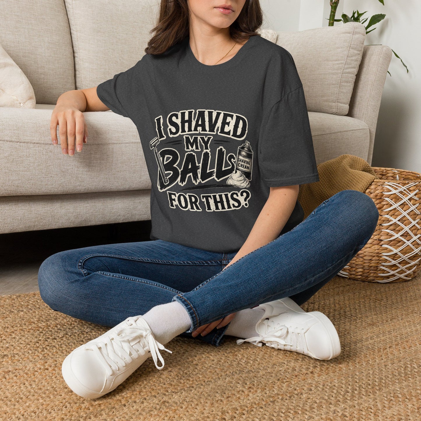 I Shaved My Balls T-Shirt — Funny Gag Tee with Retro Shaving Design