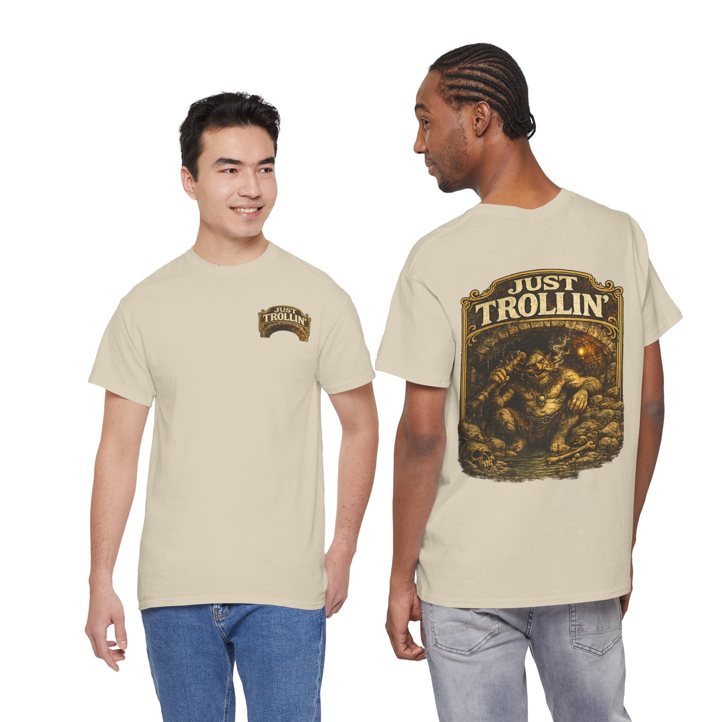 T-Shirt — "Just Trollin'" Vintage Fantasy Troll Graphic Tee