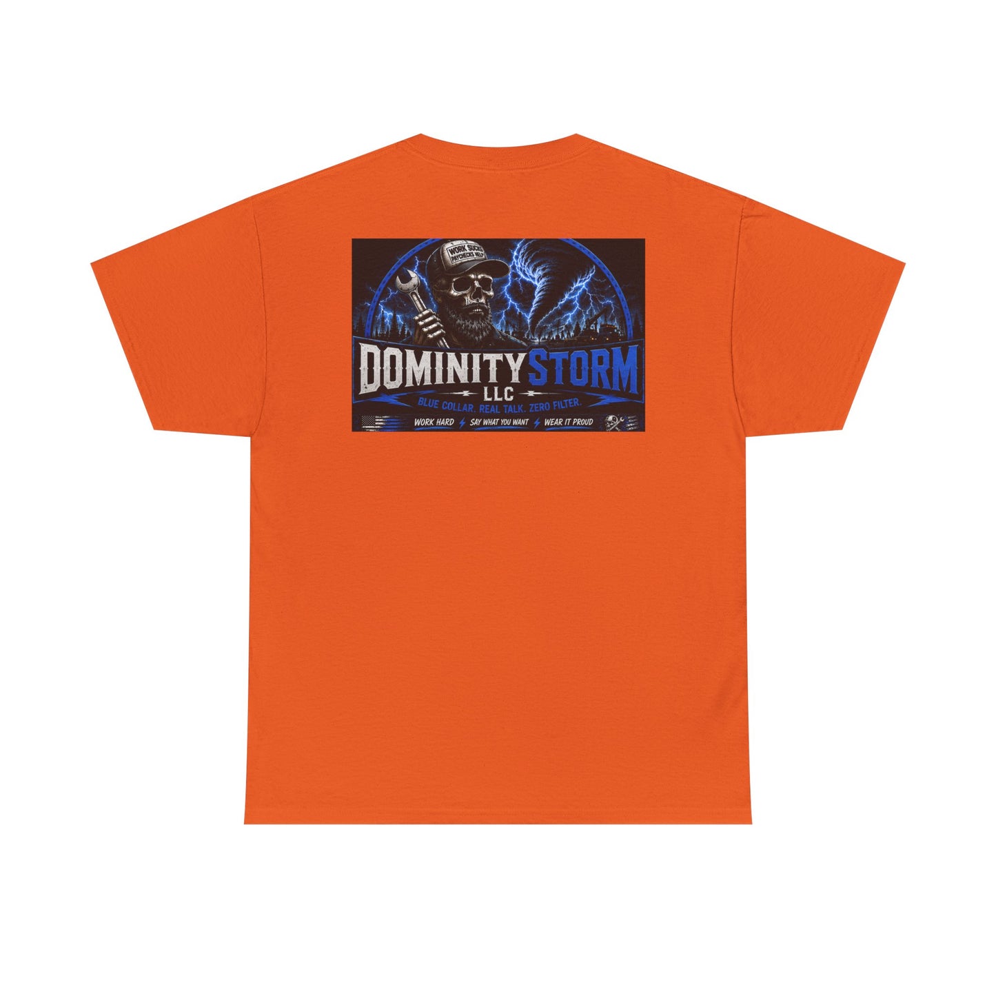 Dominity Storm LLC Graphic Tee — Lightning Skull Band Shirt