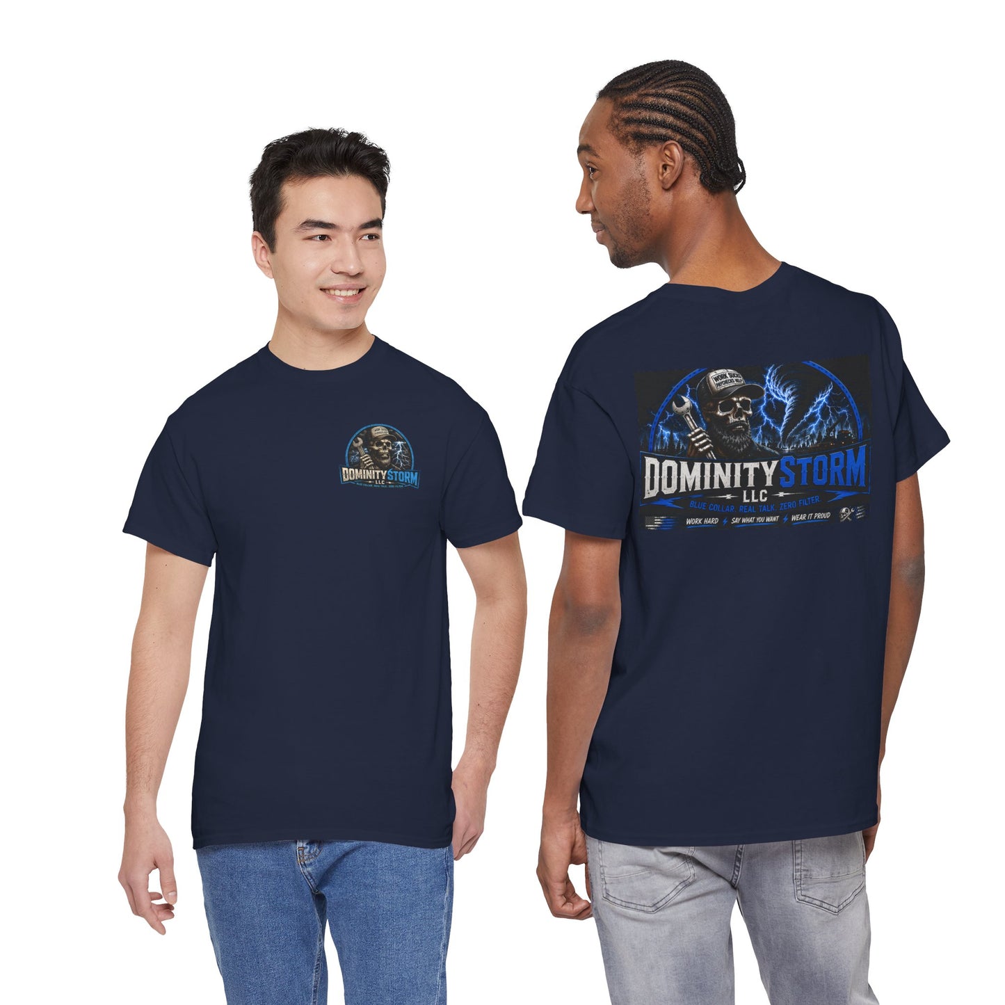 Dominity Storm LLC Graphic Tee — Lightning Skull Band Shirt