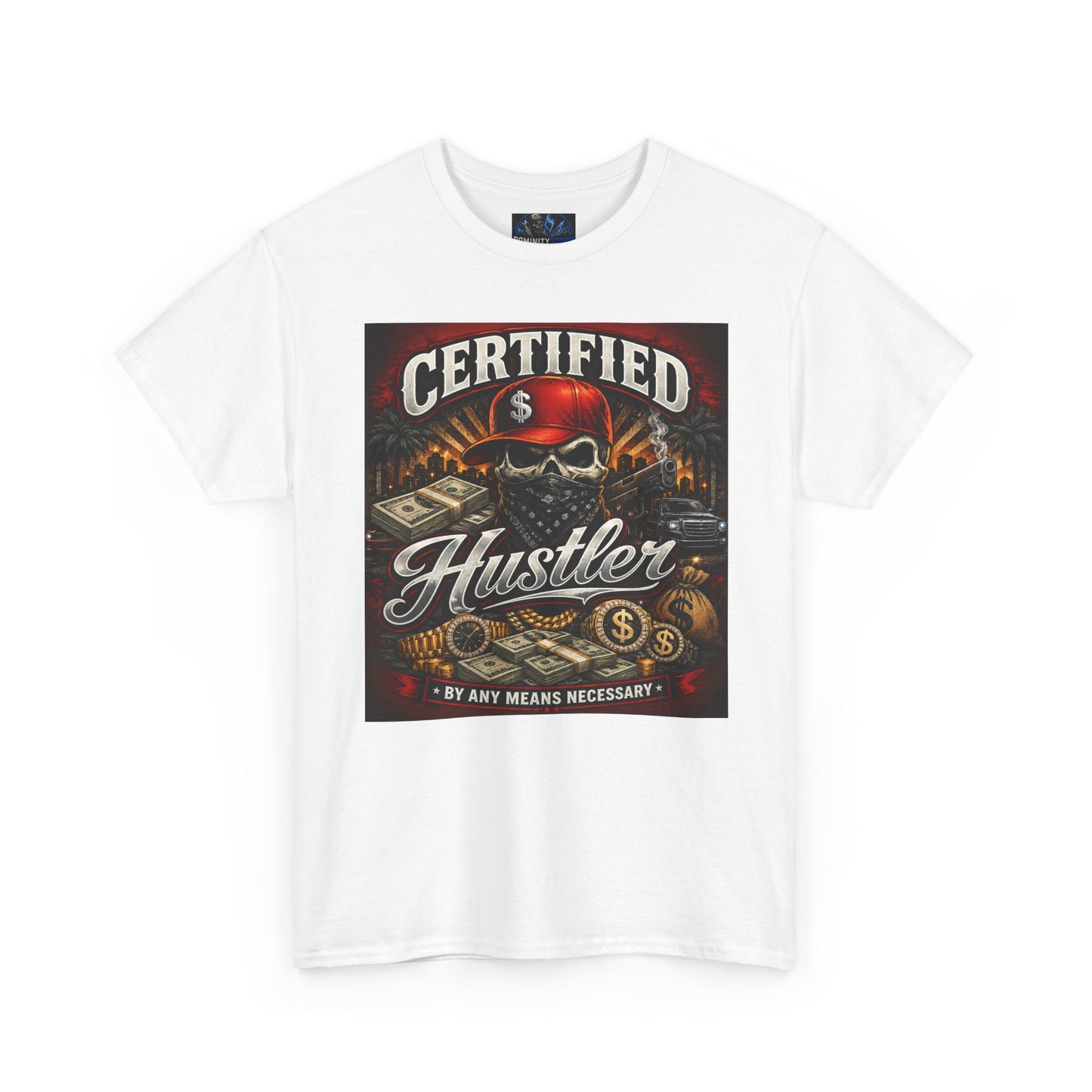 Certified Hustler Graphic Tee — Vintage Skull & Money Streetwear T-Shirt