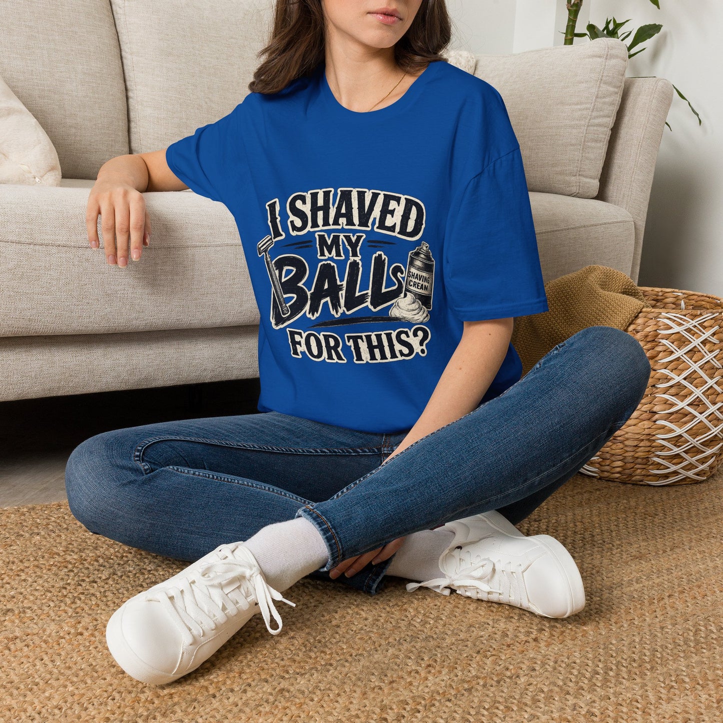I Shaved My Balls T-Shirt — Funny Gag Tee with Retro Shaving Design
