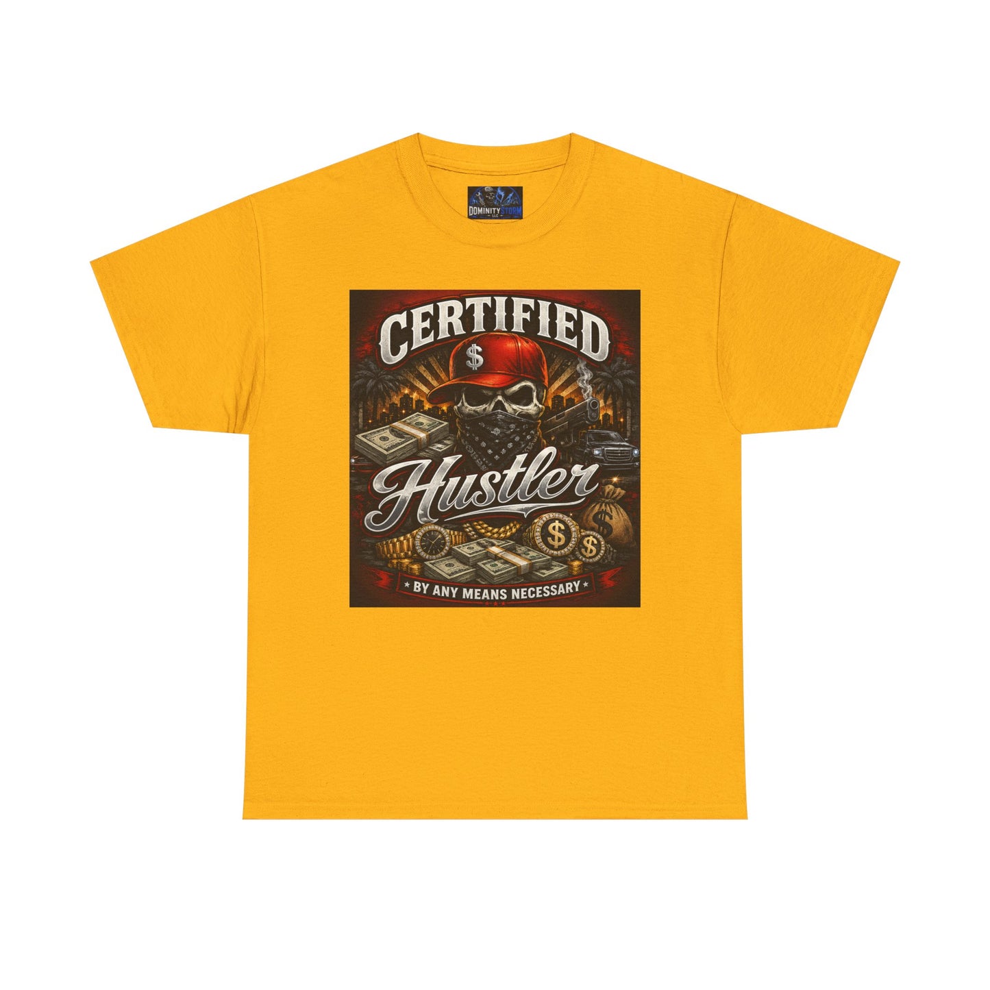 Certified Hustler Graphic Tee — Vintage Skull & Money Streetwear T-Shirt