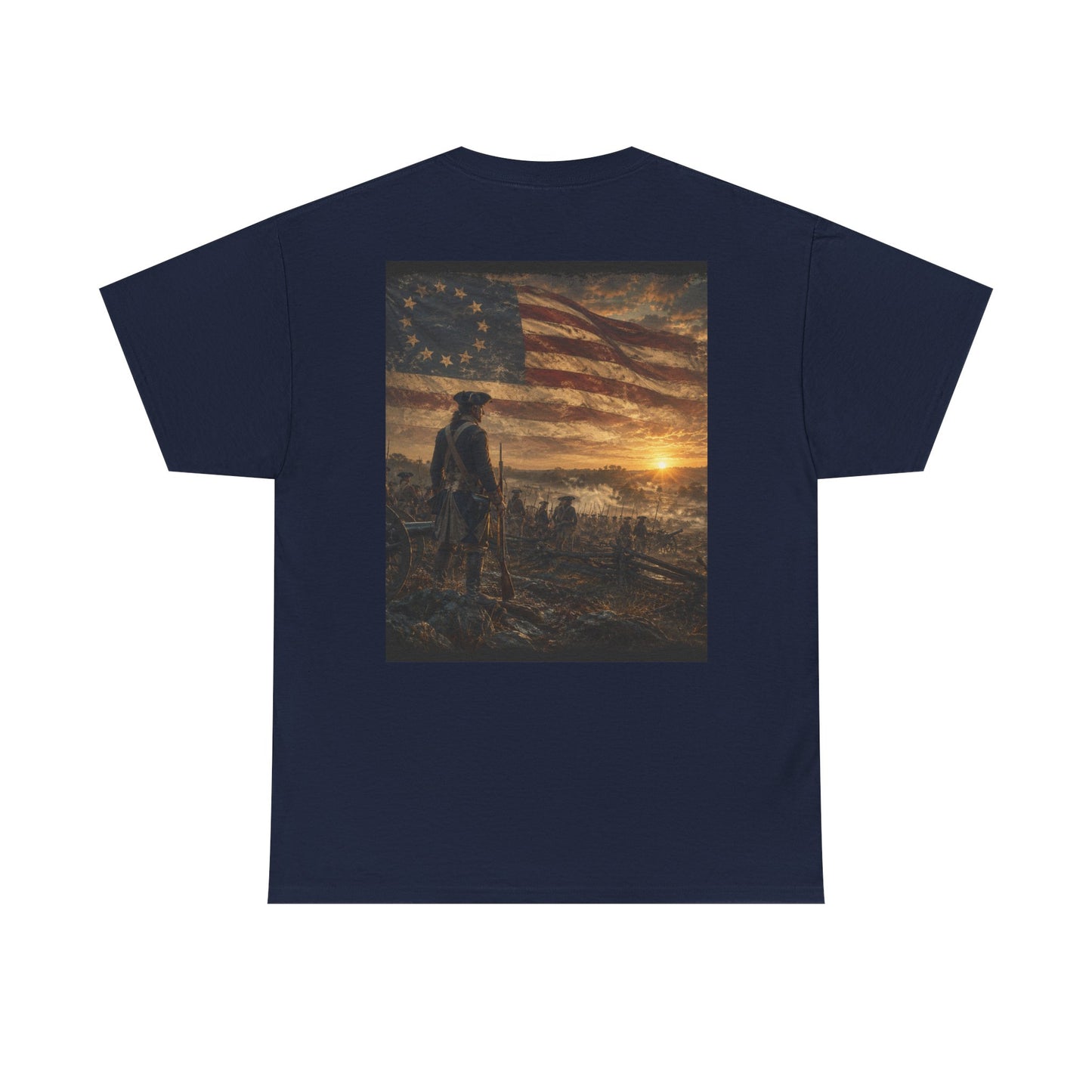 Patriotic Revolutionary War Flag T-Shirt — Vintage American Soldier Graphic Tee