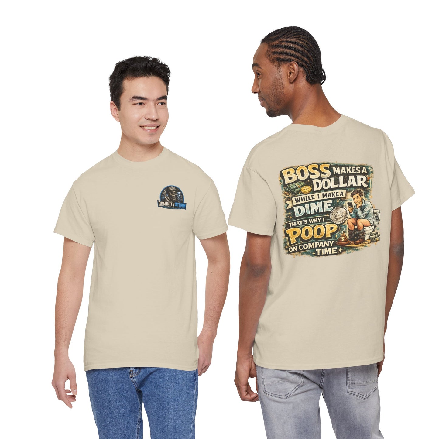 Funny Retro Graphic Tee — "Boss Makes a Dollar, I Make a Dime" Vintage Humor T‑Shirt