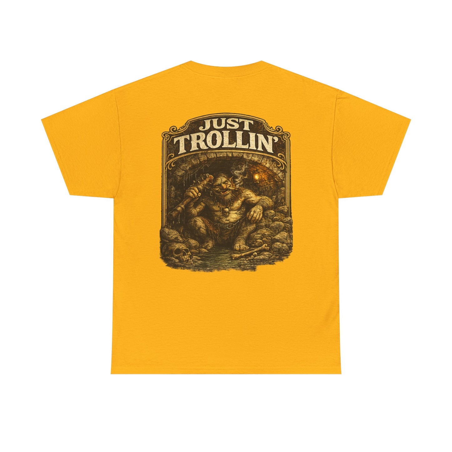 T-Shirt — "Just Trollin'" Vintage Fantasy Troll Graphic Tee
