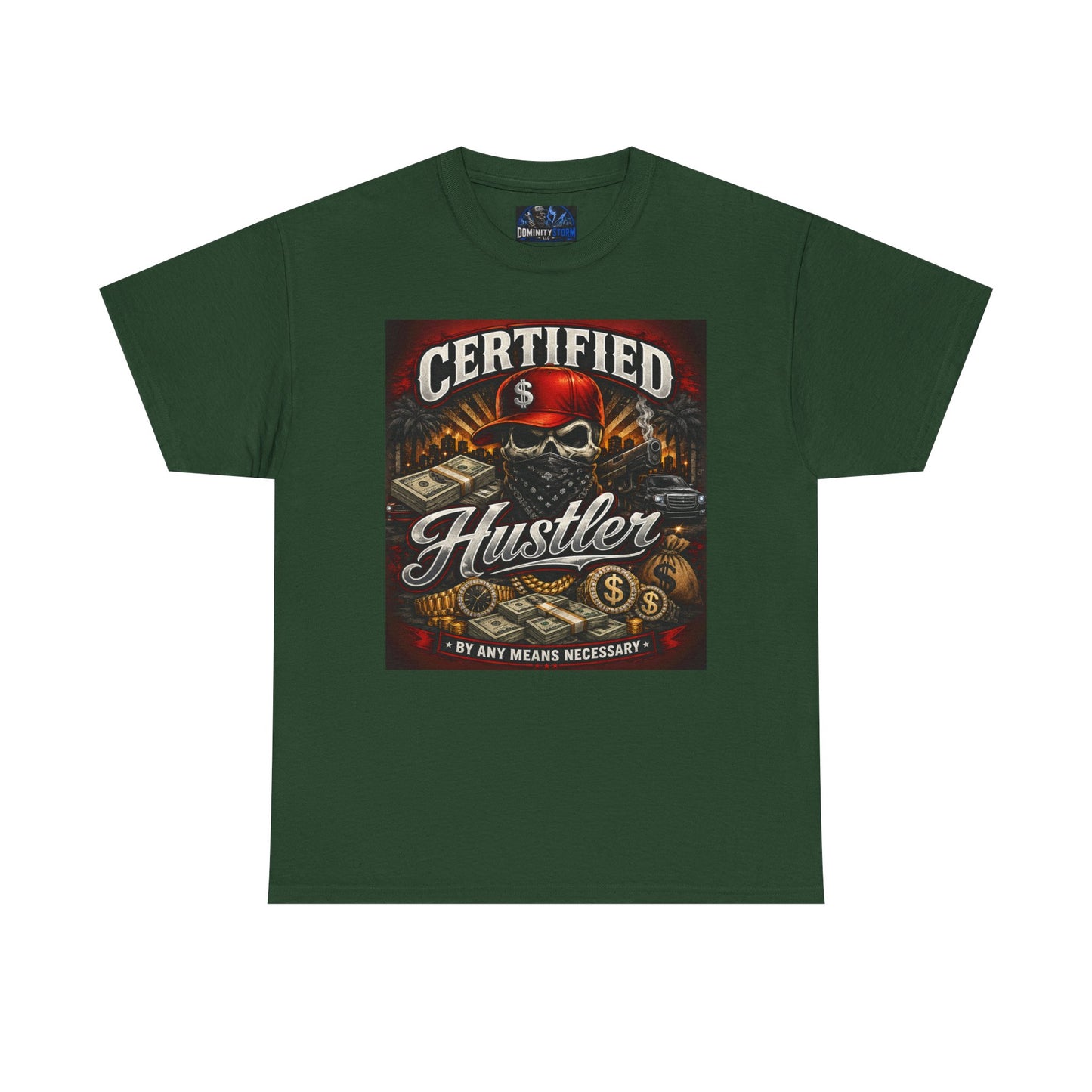 Certified Hustler Graphic Tee — Vintage Skull & Money Streetwear T-Shirt