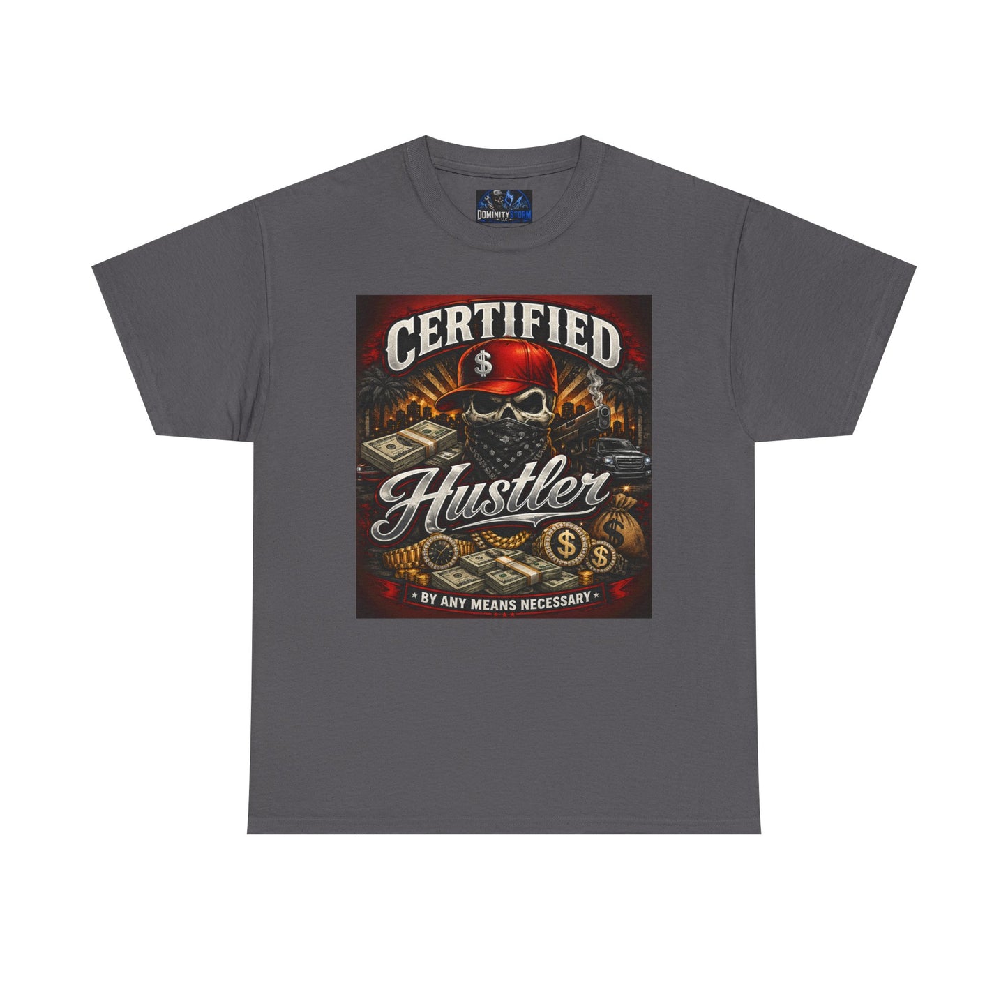 Certified Hustler Graphic Tee — Vintage Skull & Money Streetwear T-Shirt