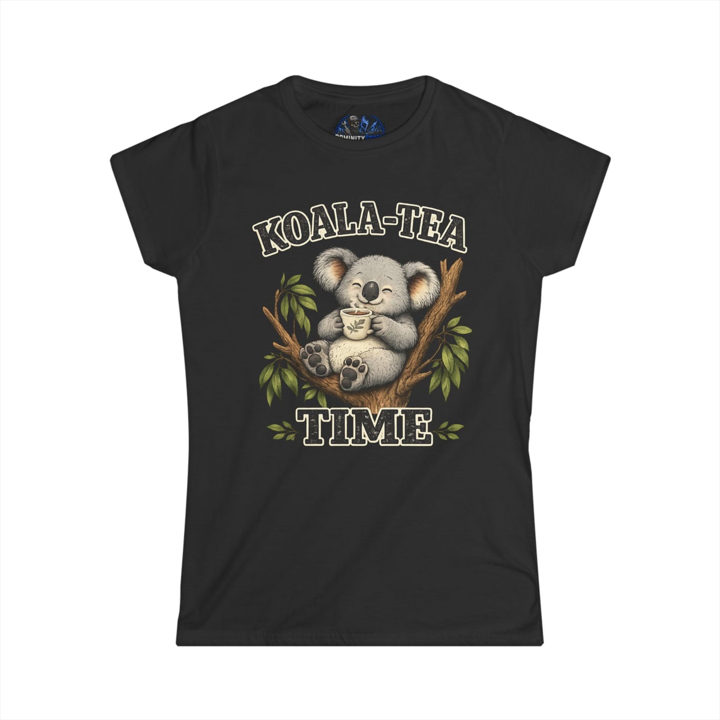 Graphic Koala-Tea Time Tee – Cute Koala Drinking Tea Women's T-Shirt