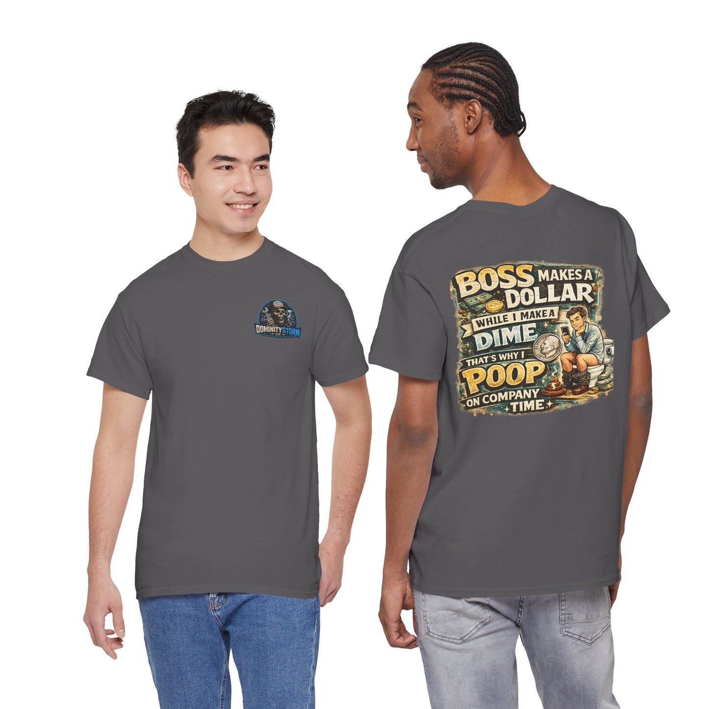 Funny Retro Graphic Tee — "Boss Makes a Dollar, I Make a Dime" Vintage Humor T‑Shirt