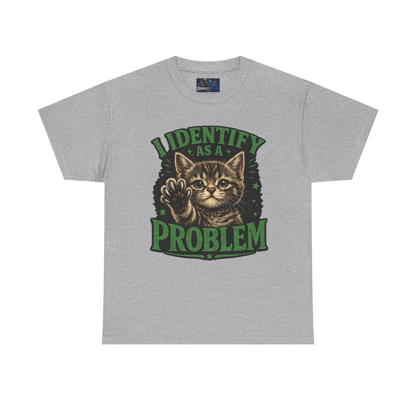 Cat 'I Identify As A Problem' Graphic Tee — Funny Vintage Kitten T-Shirt