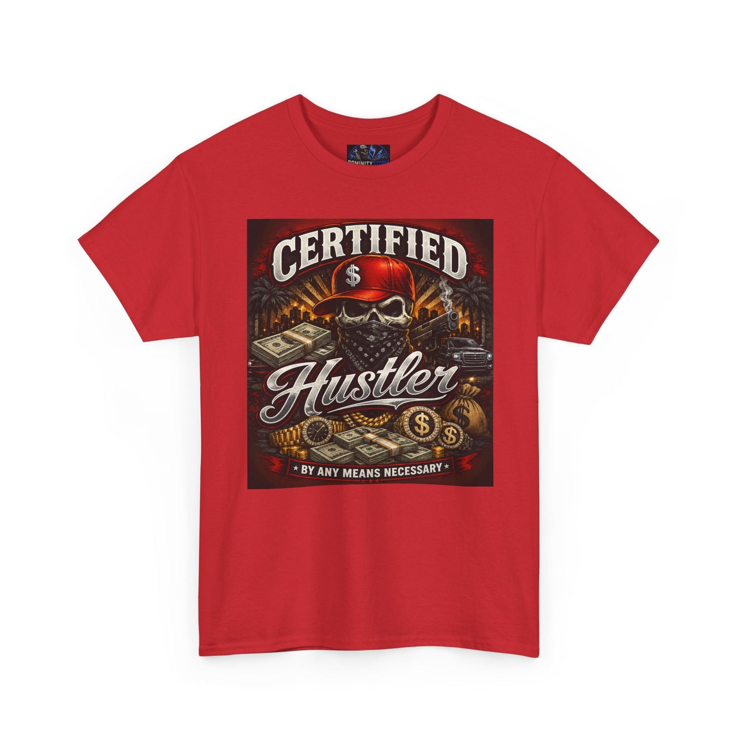 Certified Hustler Graphic Tee — Vintage Skull & Money Streetwear T-Shirt