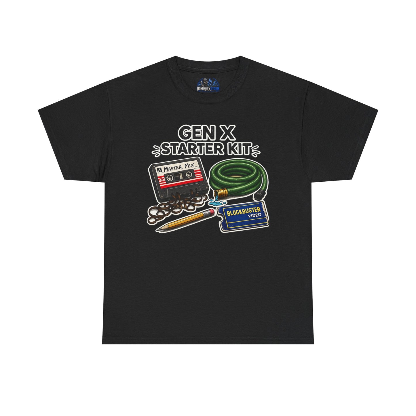 Gen X Starter Kit T‑Shirt — Retro Nostalgia Tee with Cassette, Pager & Mix Tape Graphics