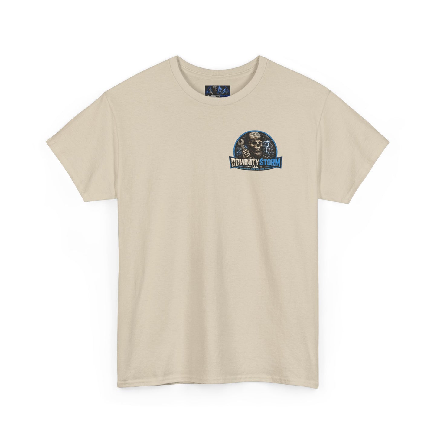 Dominity Storm LLC Graphic Tee — Lightning Skull Band Shirt
