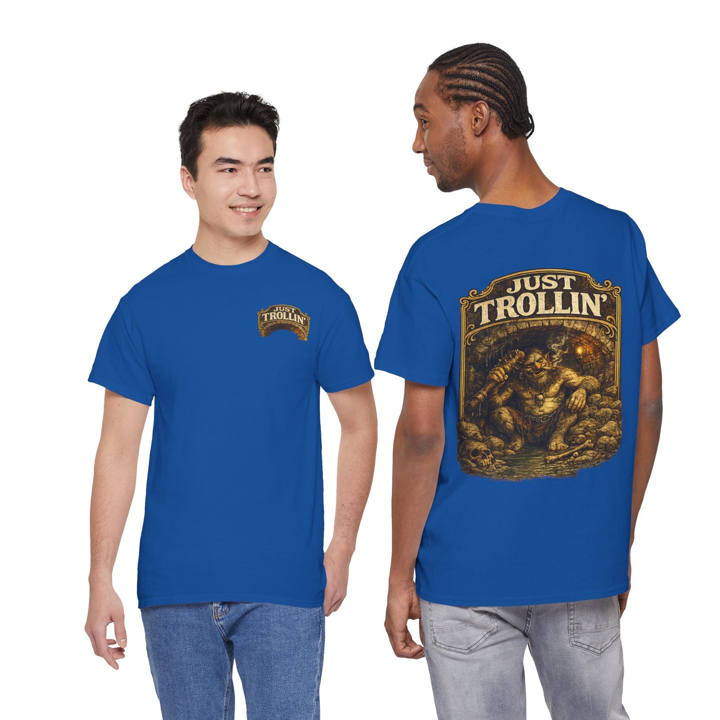 T-Shirt — "Just Trollin'" Vintage Fantasy Troll Graphic Tee