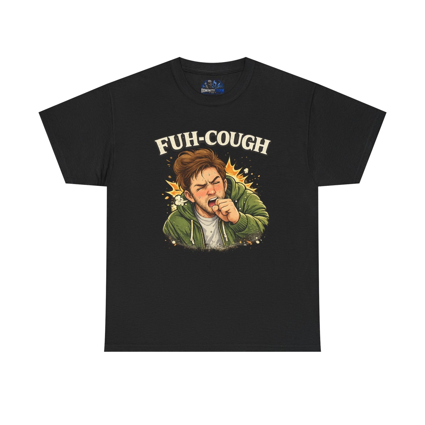 Funny 'Fuh-Cough' Graphic Tee - Coughing Character Short Sleeve Shirt