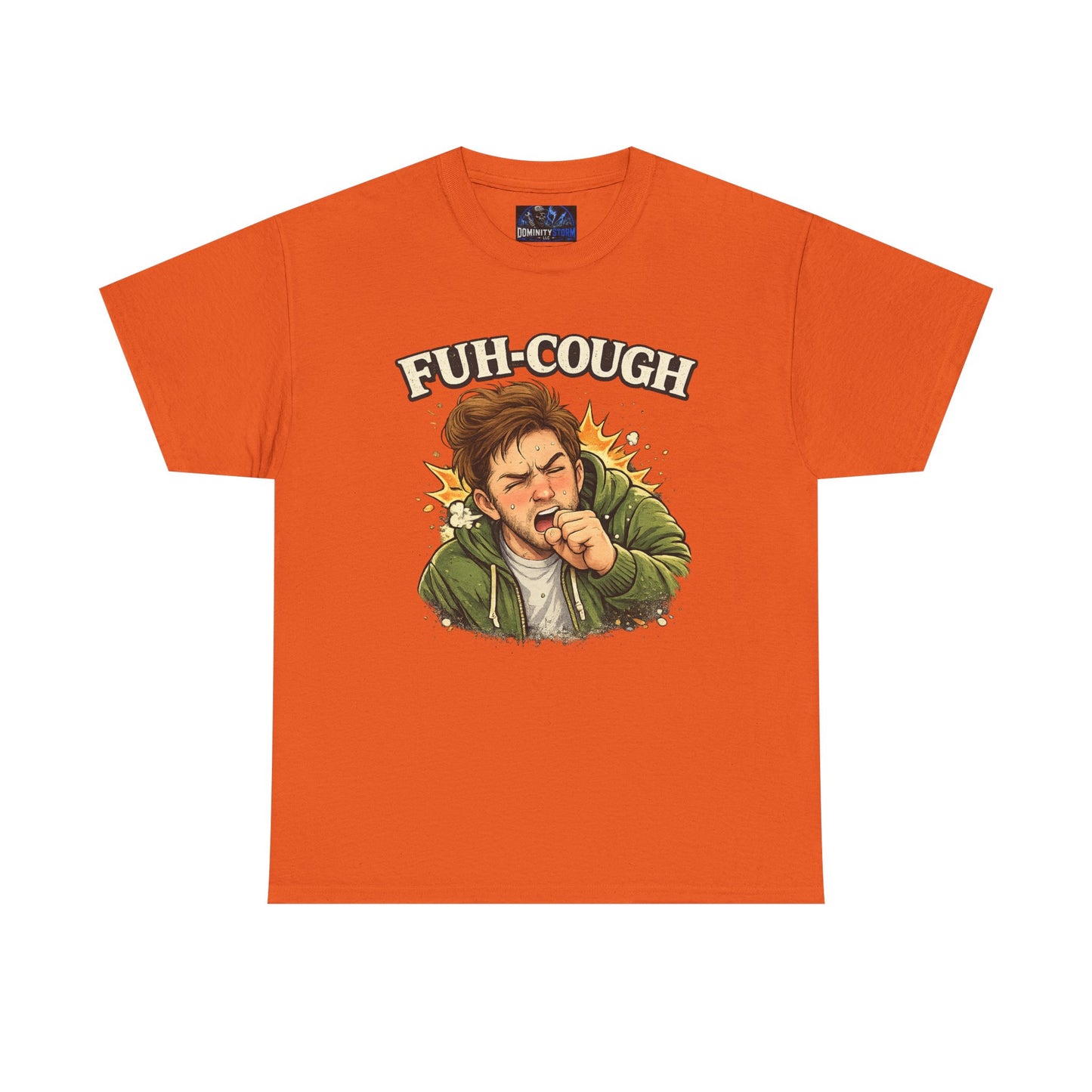 Funny 'Fuh-Cough' Graphic Tee - Coughing Character Short Sleeve Shirt