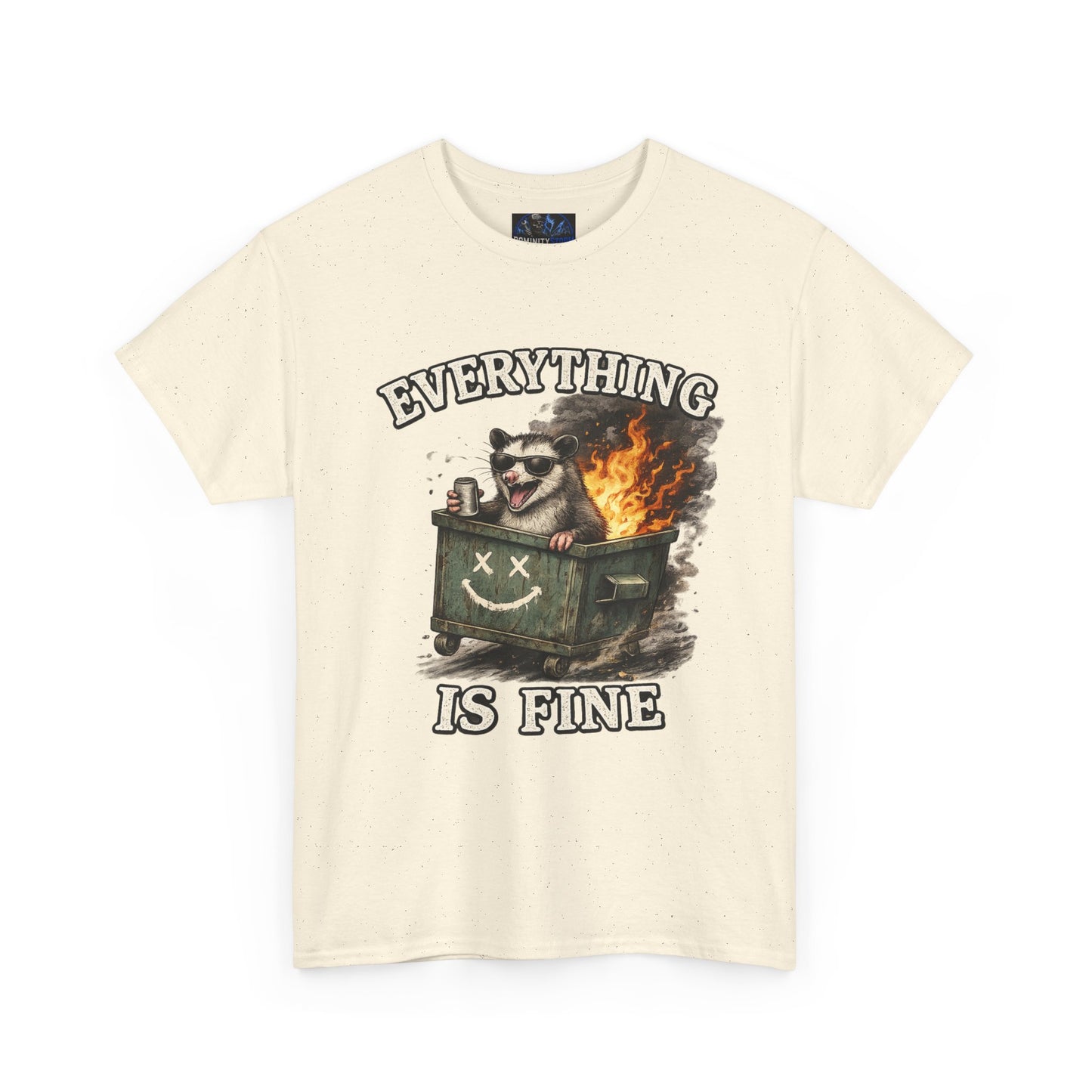Everything Is Fine T-Shirt — Raccoon in Burning Dumpster Graphic Tee