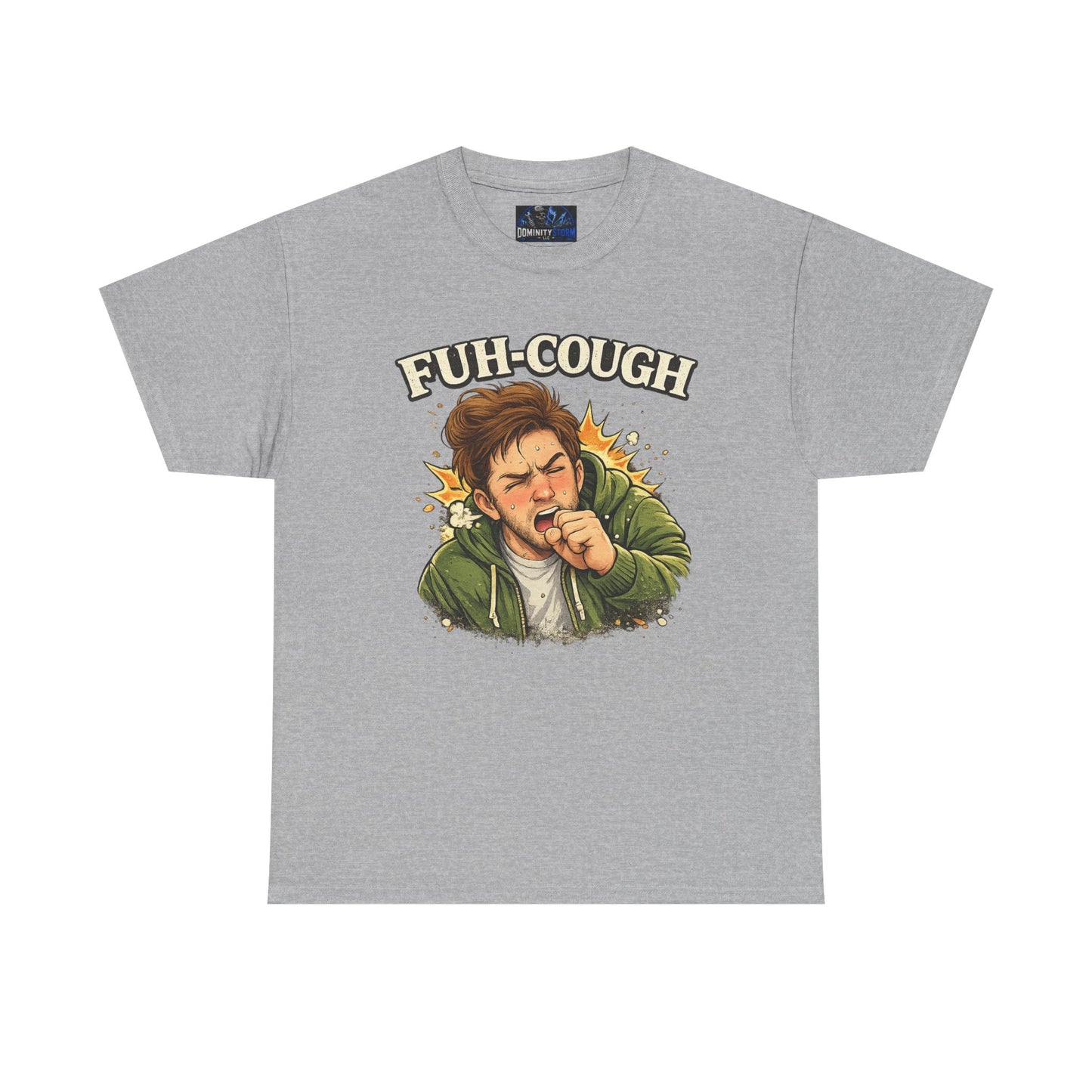 Funny 'Fuh-Cough' Graphic Tee - Coughing Character Short Sleeve Shirt