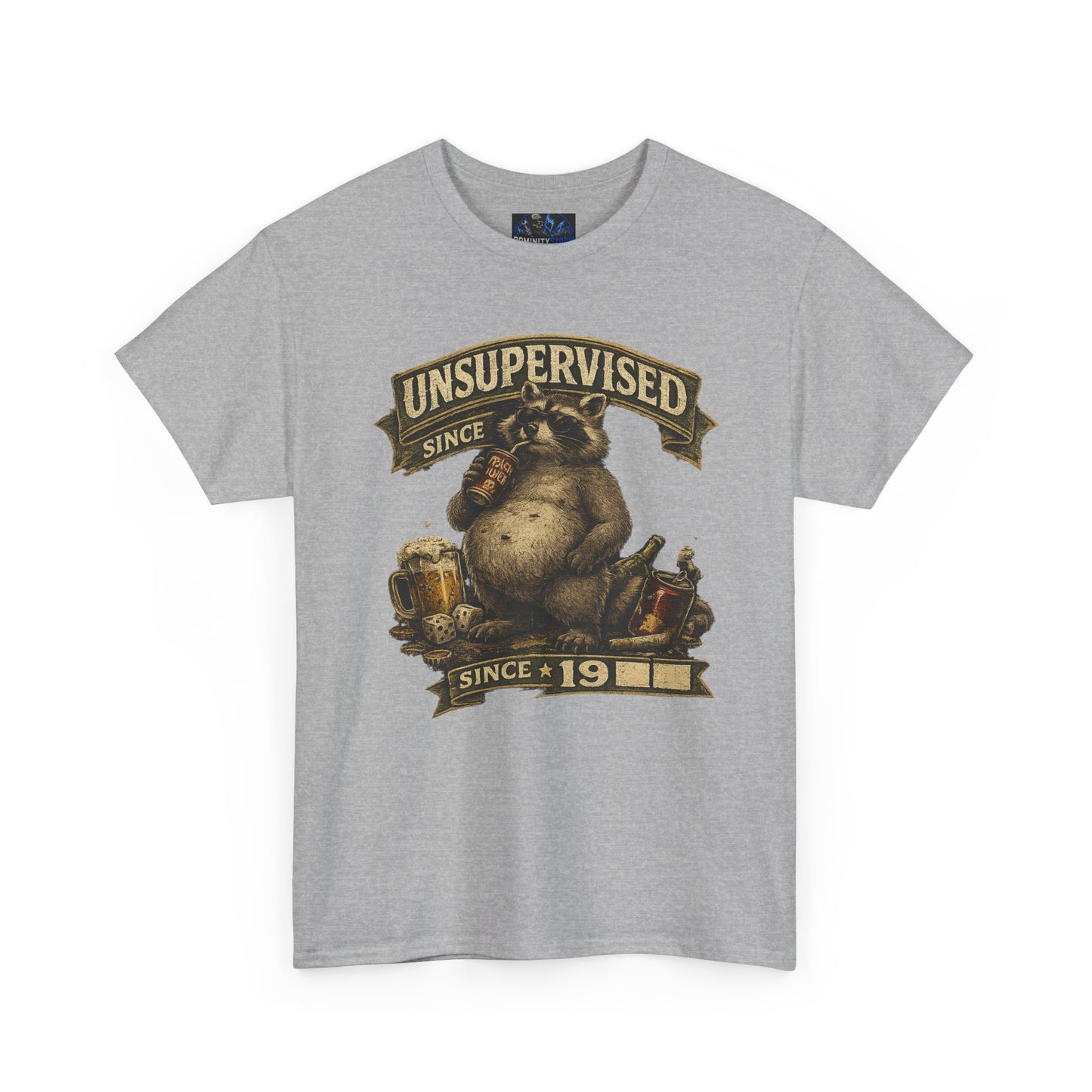 Beer Belly Bear T‑Shirt - "Unsupervised Since 19" Vintage Graphic Tee