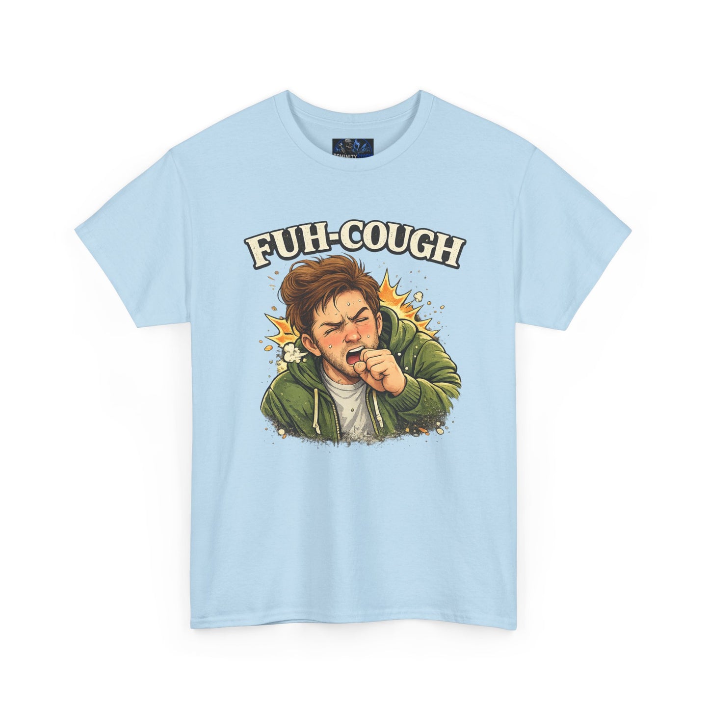 Funny 'Fuh-Cough' Graphic Tee - Coughing Character Short Sleeve Shirt