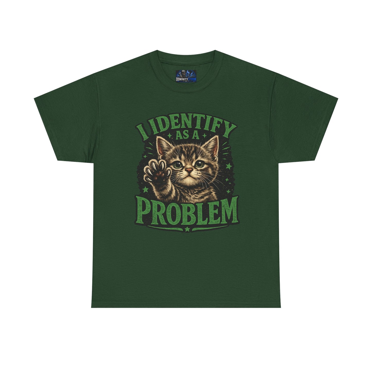 Cat 'I Identify As A Problem' Graphic Tee — Funny Vintage Kitten T-Shirt