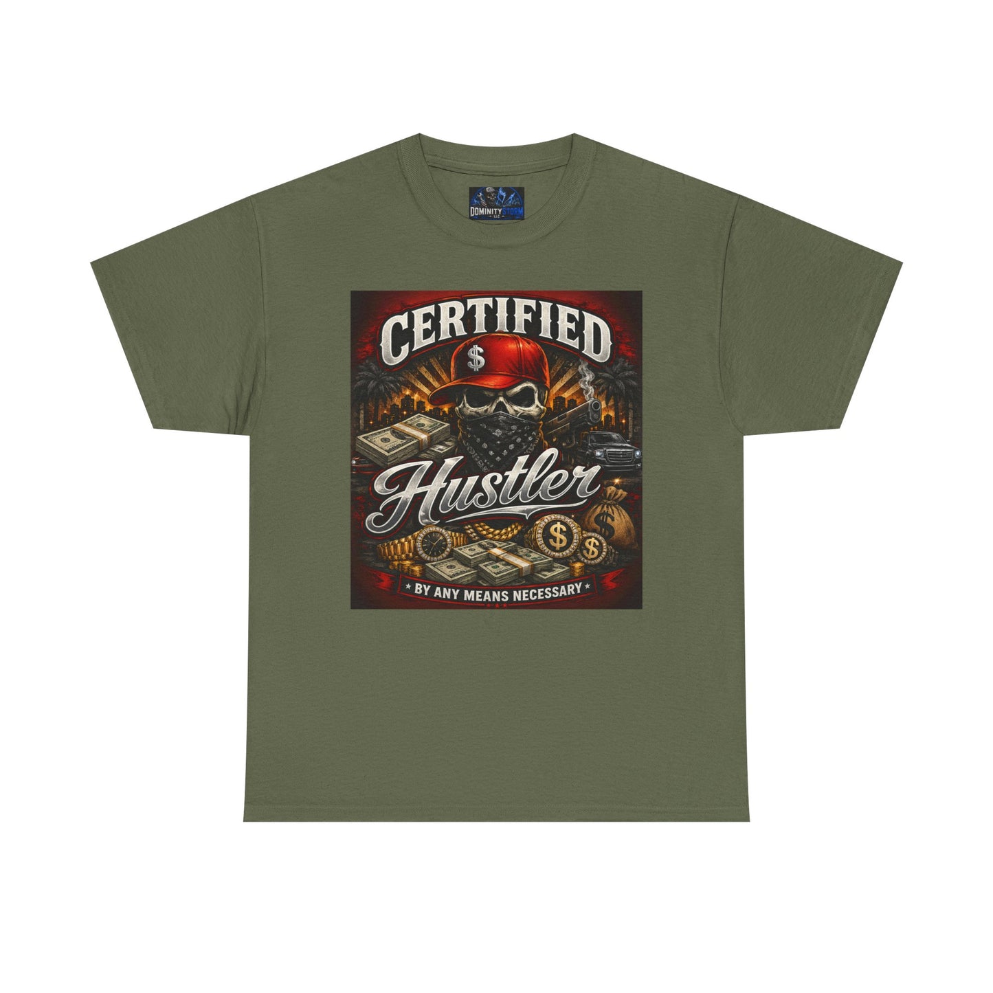 Certified Hustler Graphic Tee — Vintage Skull & Money Streetwear T-Shirt