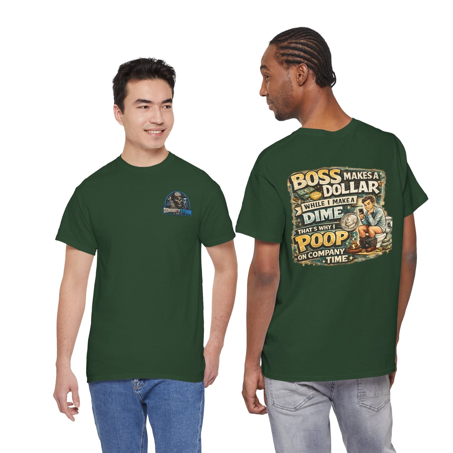 Funny Retro Graphic Tee — "Boss Makes a Dollar, I Make a Dime" Vintage Humor T‑Shirt