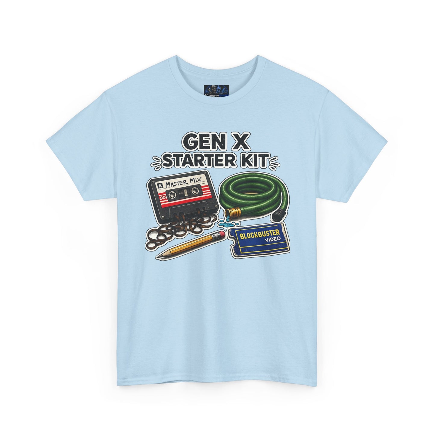 Gen X Starter Kit T‑Shirt — Retro Nostalgia Tee with Cassette, Pager & Mix Tape Graphics