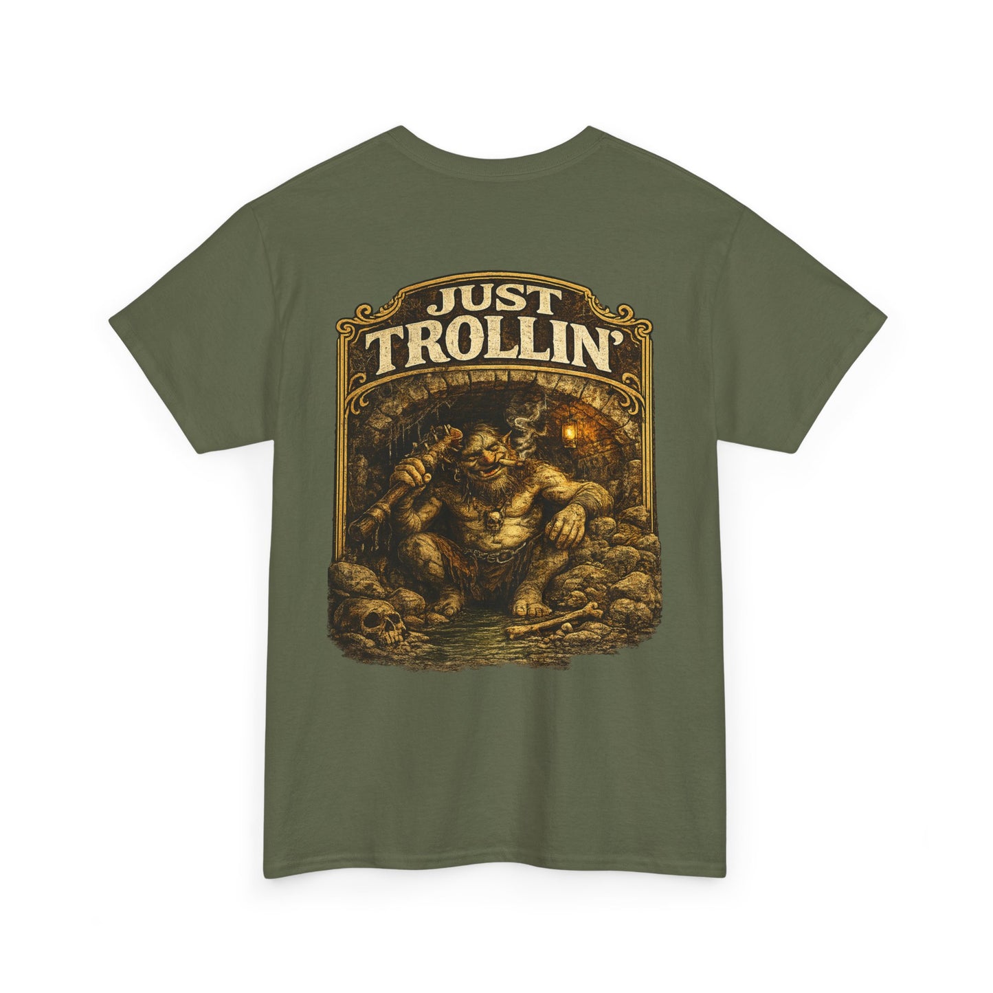 T-Shirt — "Just Trollin'" Vintage Fantasy Troll Graphic Tee