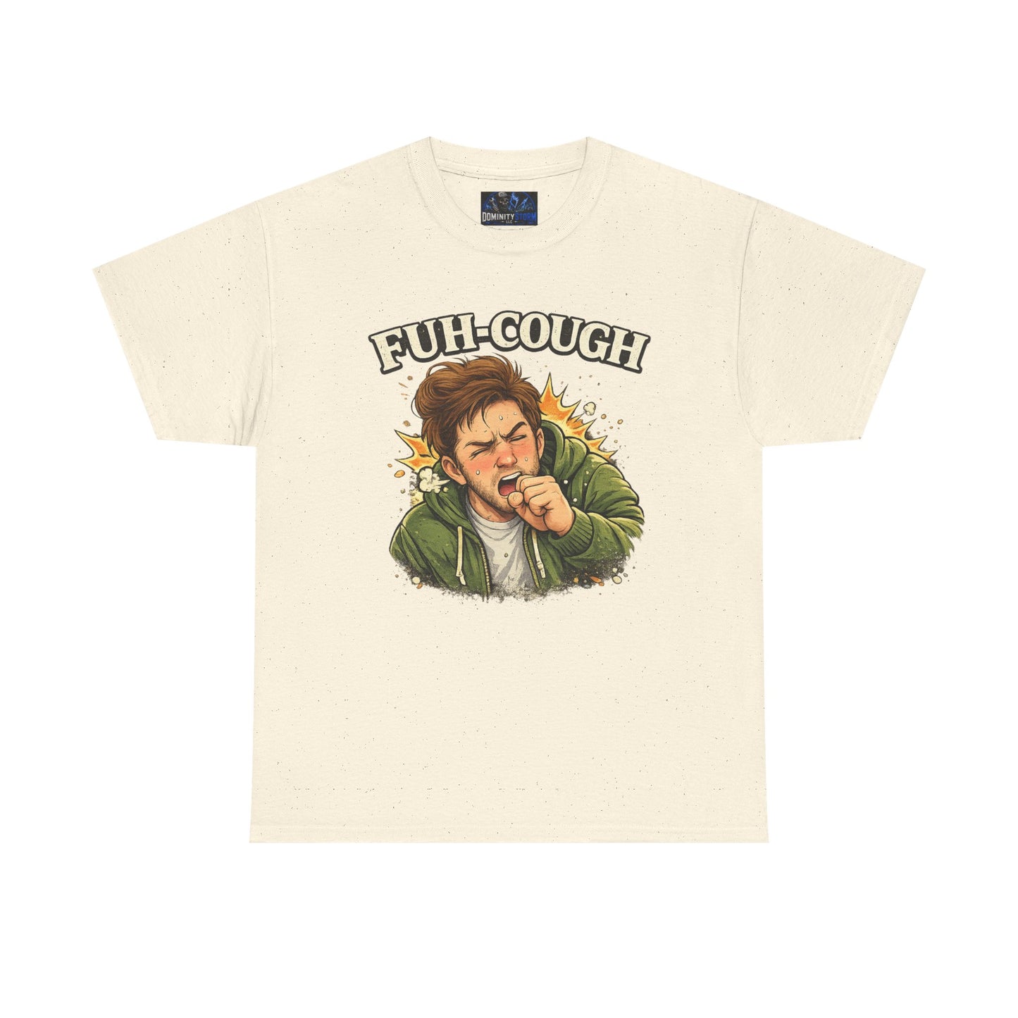 Funny 'Fuh-Cough' Graphic Tee - Coughing Character Short Sleeve Shirt