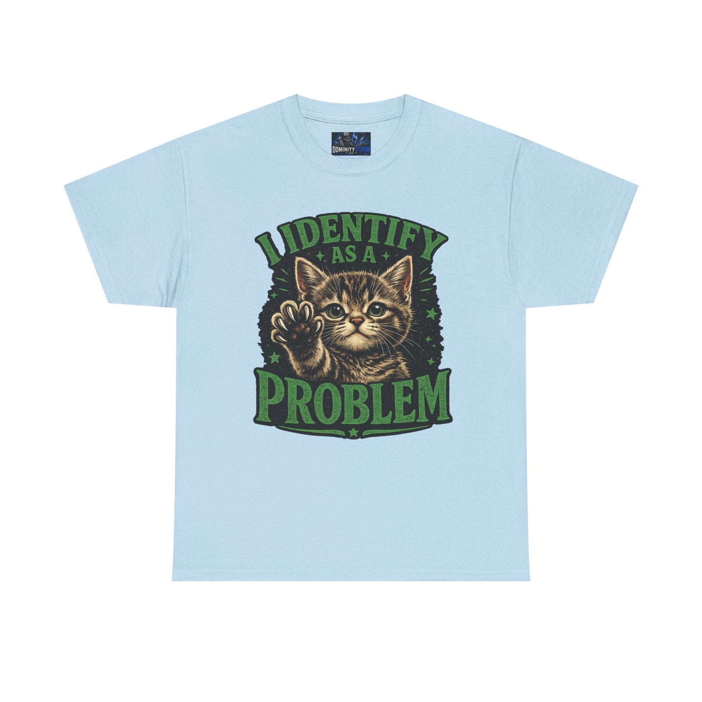 Cat 'I Identify As A Problem' Graphic Tee — Funny Vintage Kitten T-Shirt