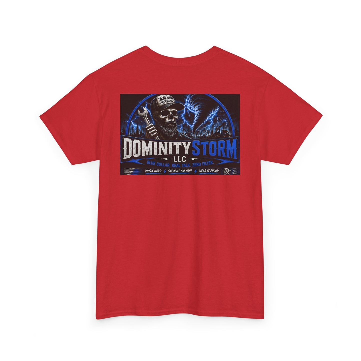 Dominity Storm LLC Graphic Tee — Lightning Skull Band Shirt