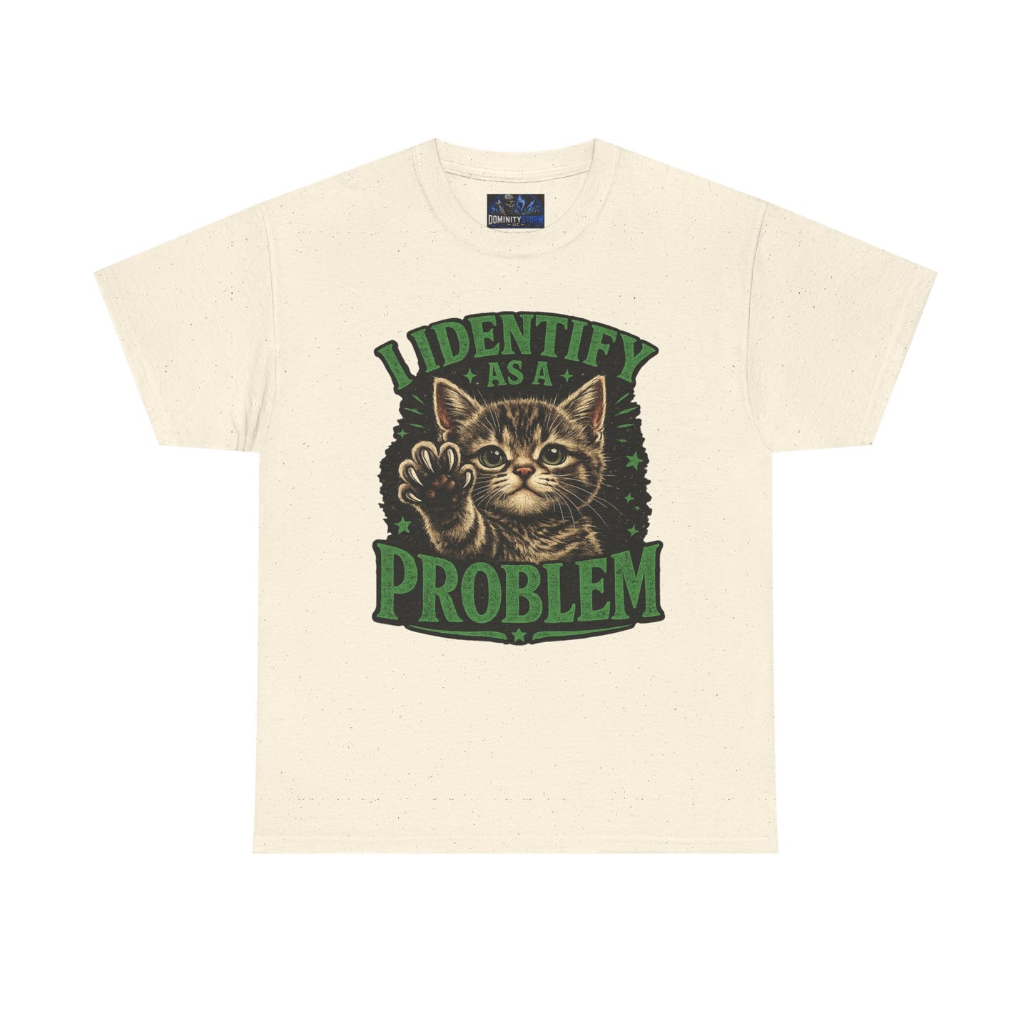 Cat 'I Identify As A Problem' Graphic Tee — Funny Vintage Kitten T-Shirt