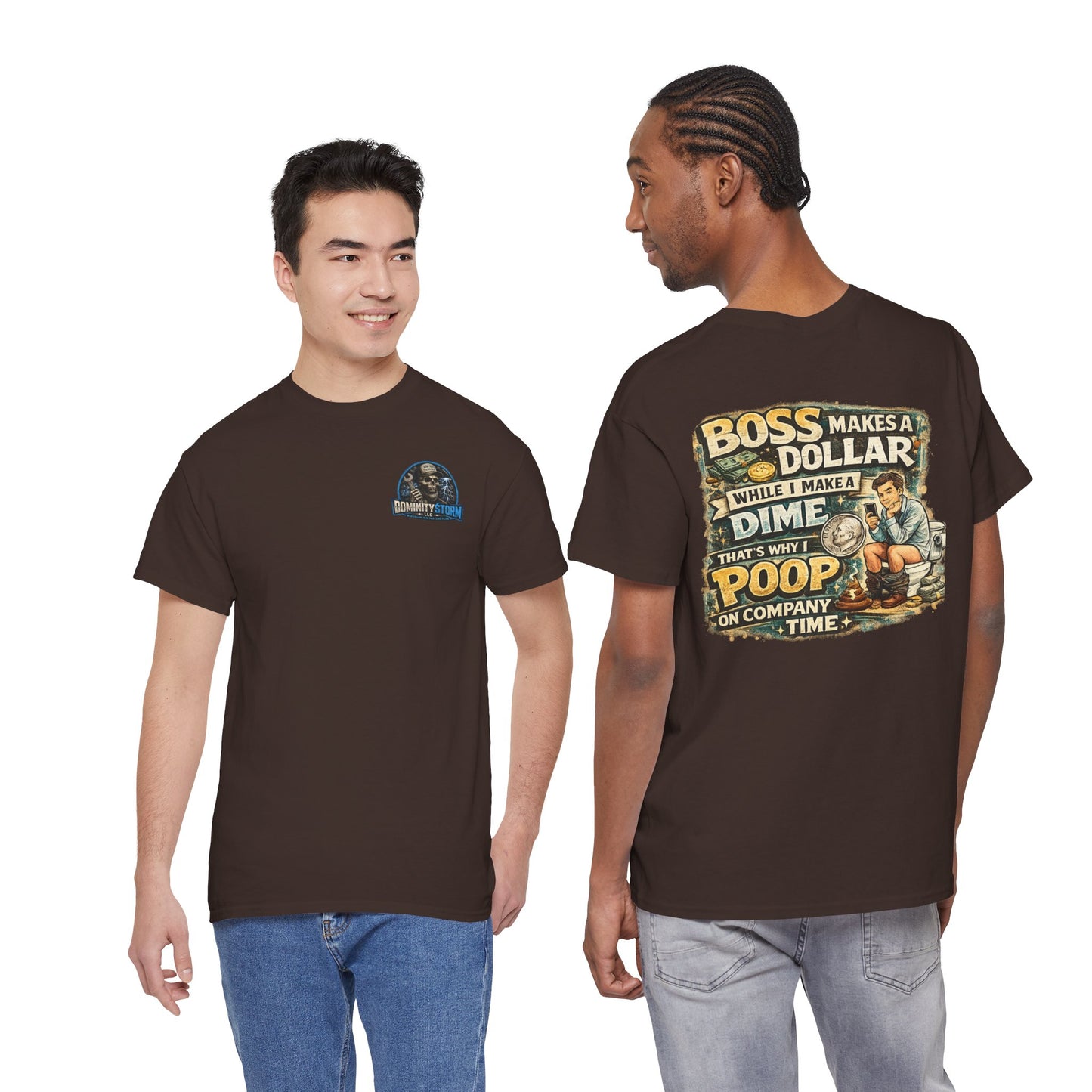 Funny Retro Graphic Tee — "Boss Makes a Dollar, I Make a Dime" Vintage Humor T‑Shirt