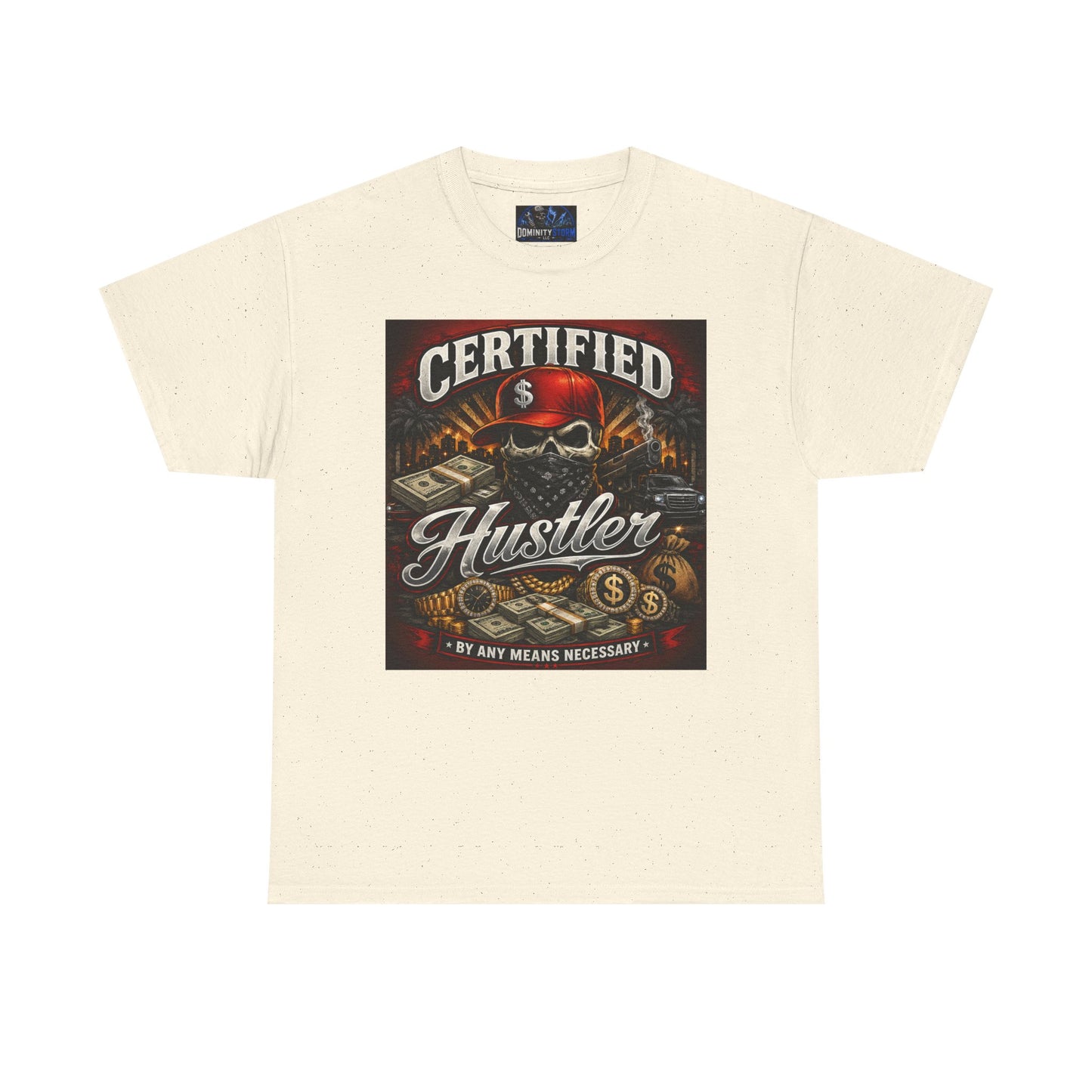 Certified Hustler Graphic Tee — Vintage Skull & Money Streetwear T-Shirt